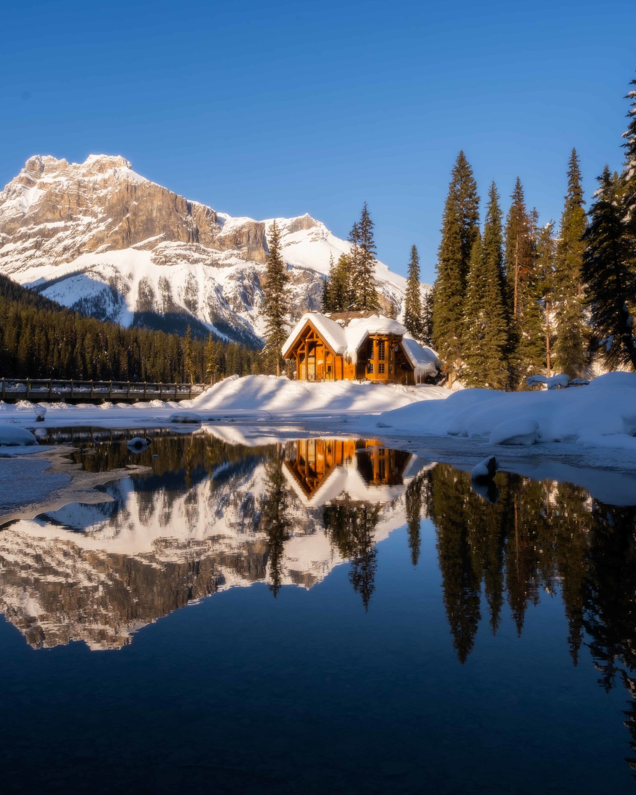 A Snowy Emerald Lake Lodge