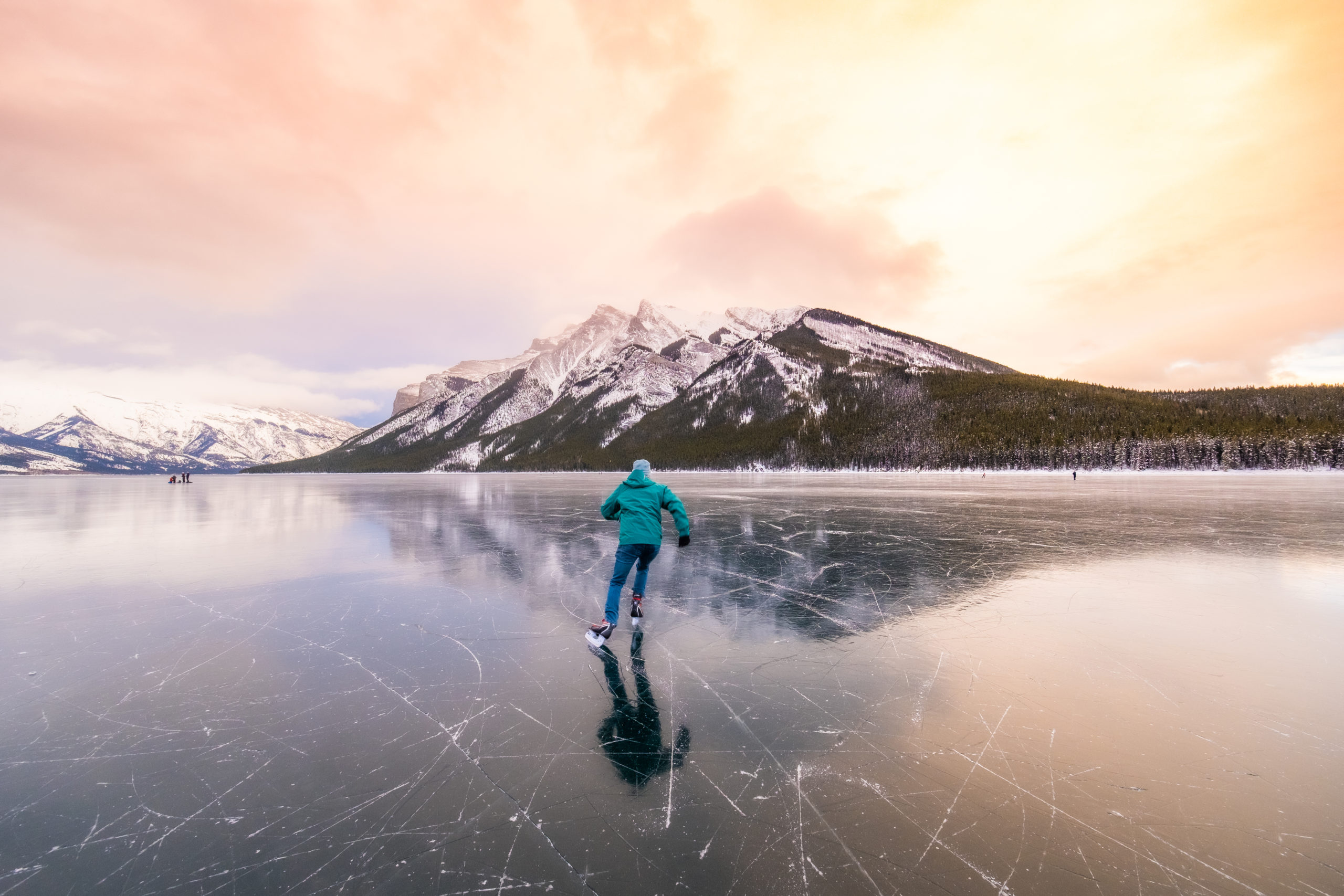 Ice Skating on Lake Minnewanka