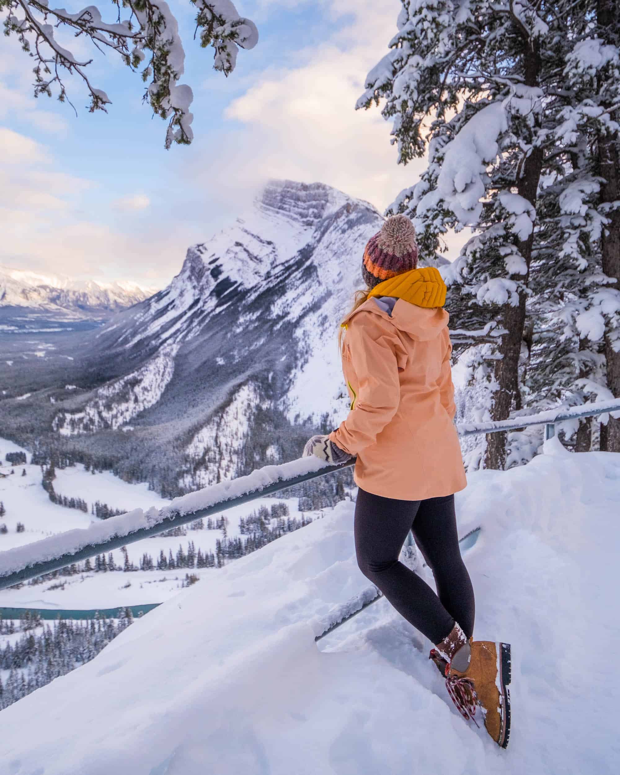 hiking tunnel mountain in winter