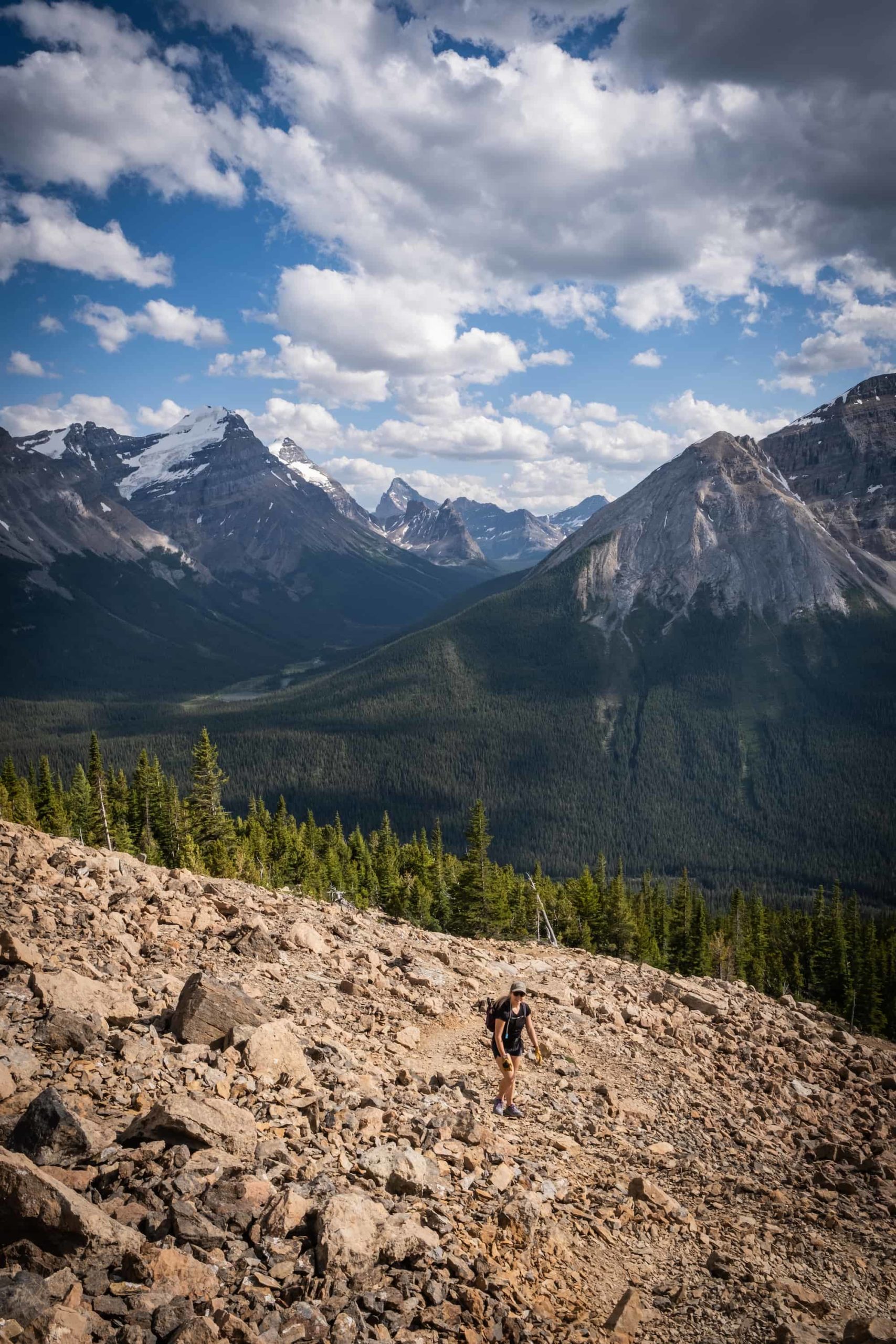 Natasha Going Through The Talus Field Of Paget Peak