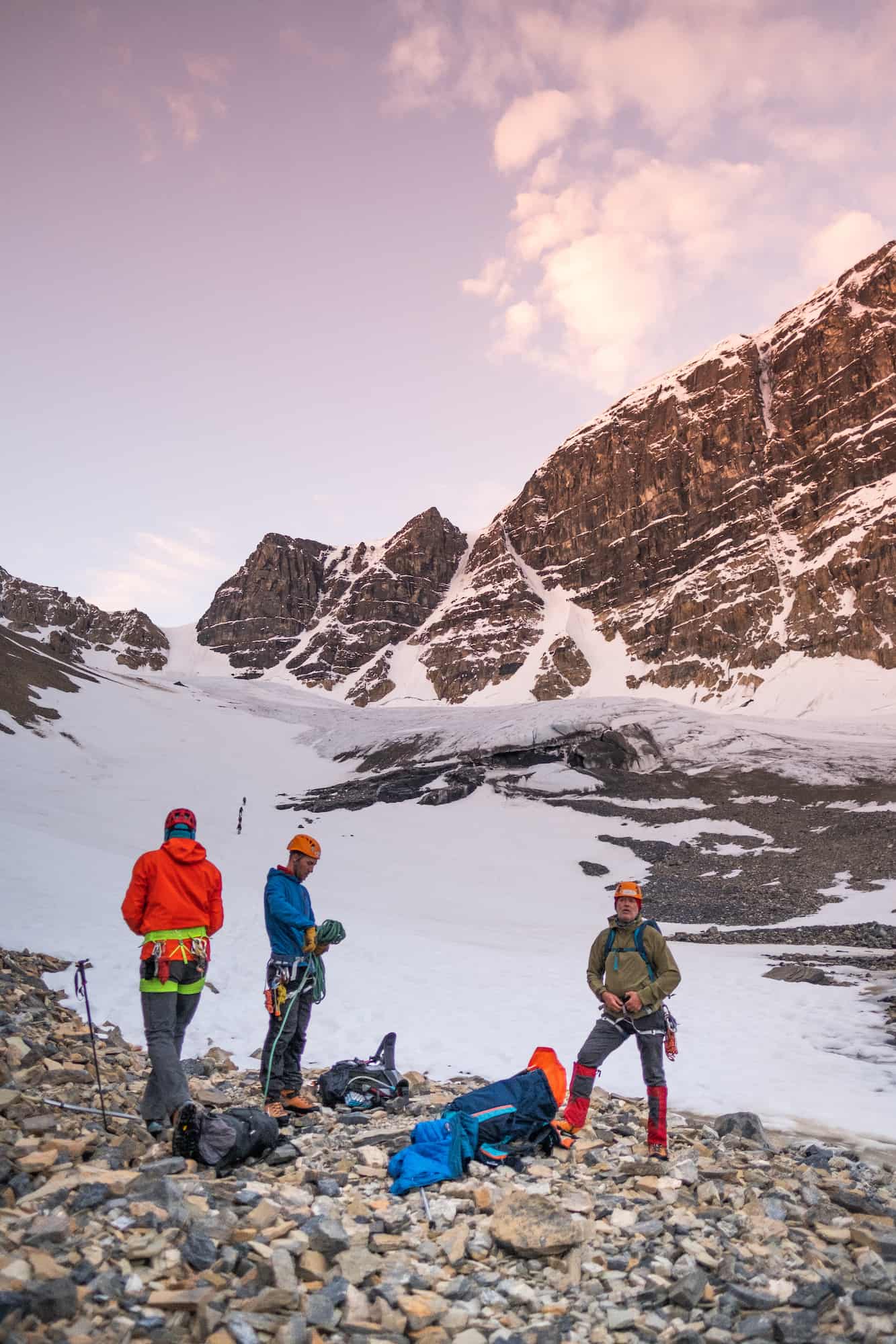 The Mountaineering Group Ascending The AA Col On Mount Athabasca