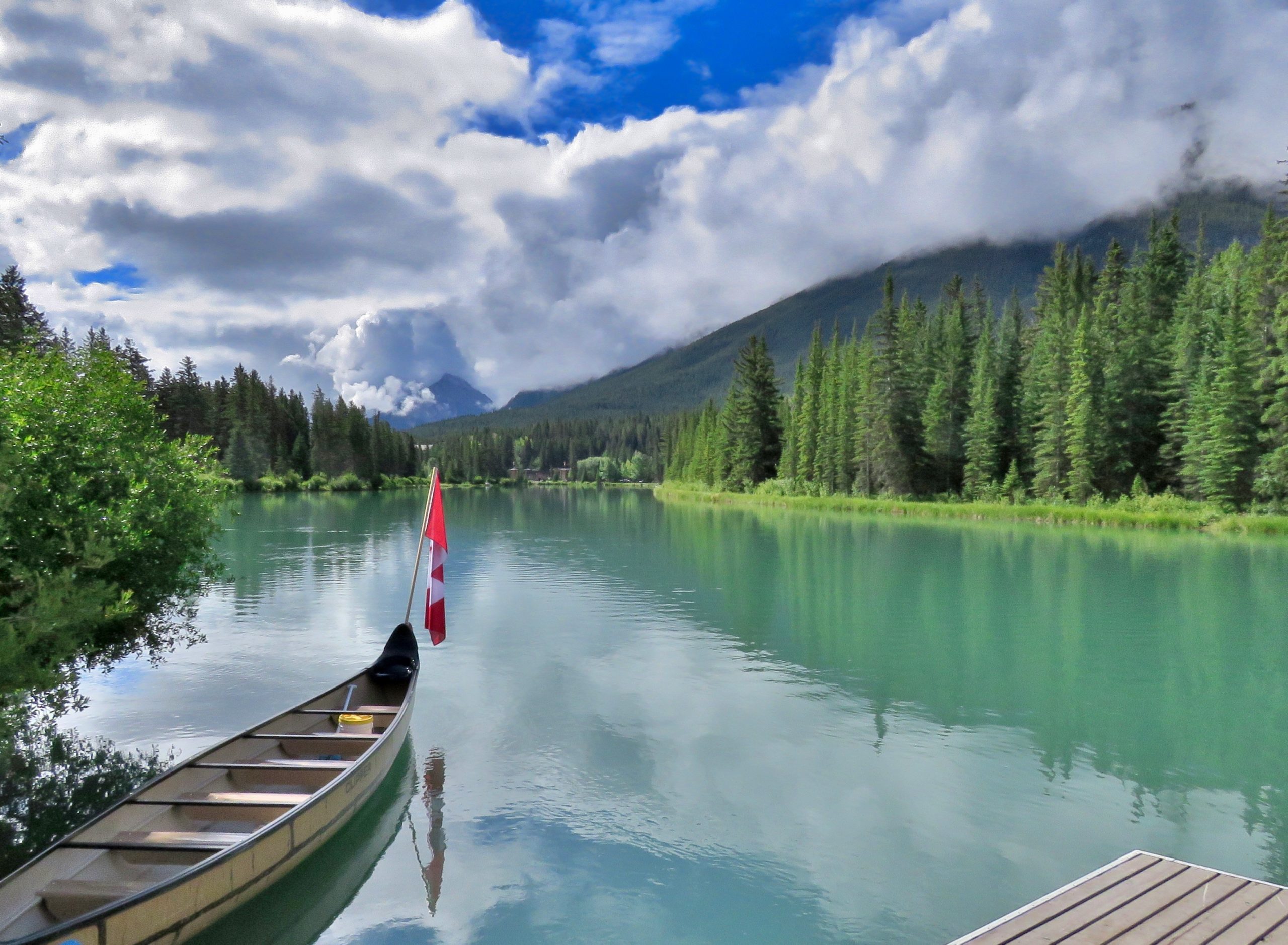 A Canoe Along The Bow River