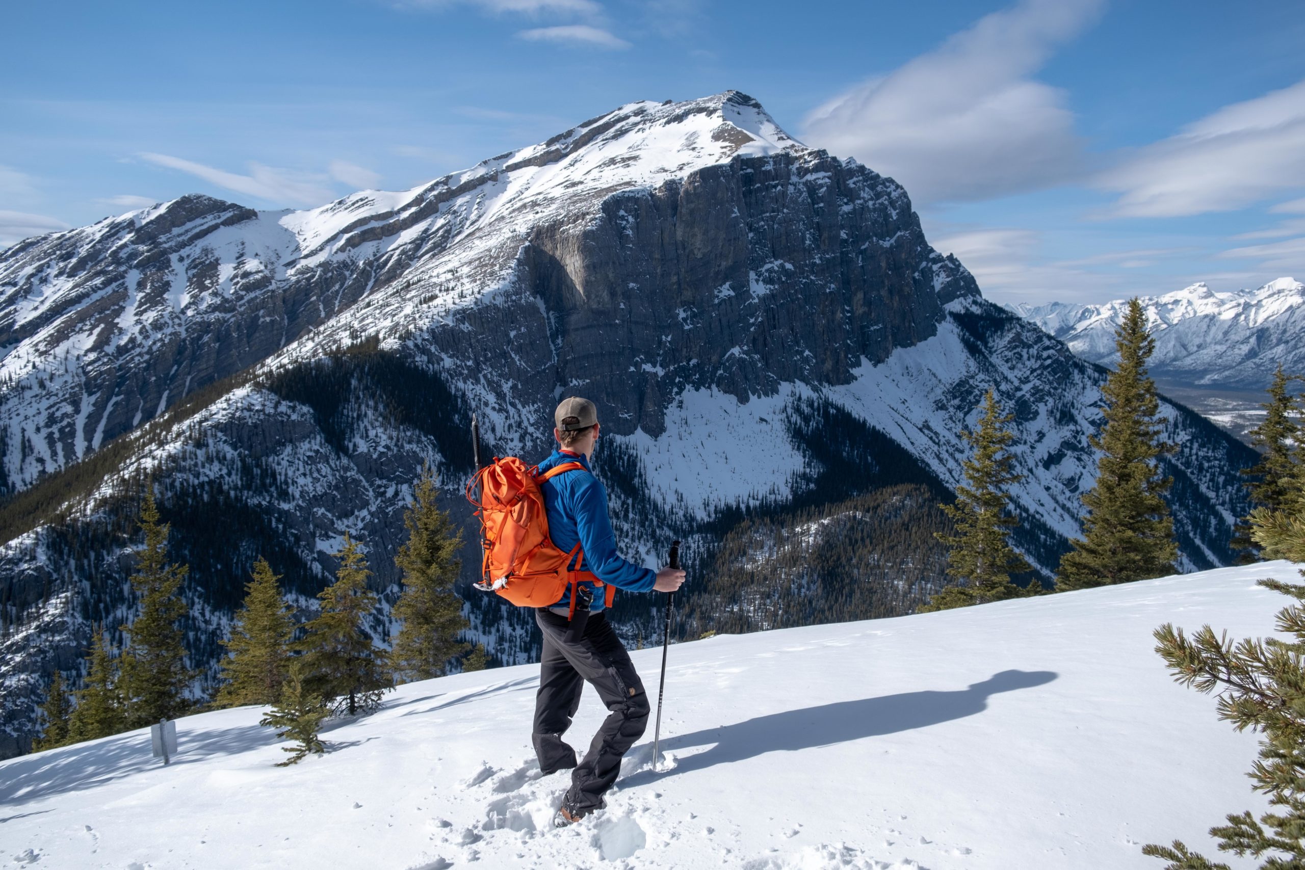 Cameron Looks Out To Mount Rundle From Ha Ling Peak Trail in April