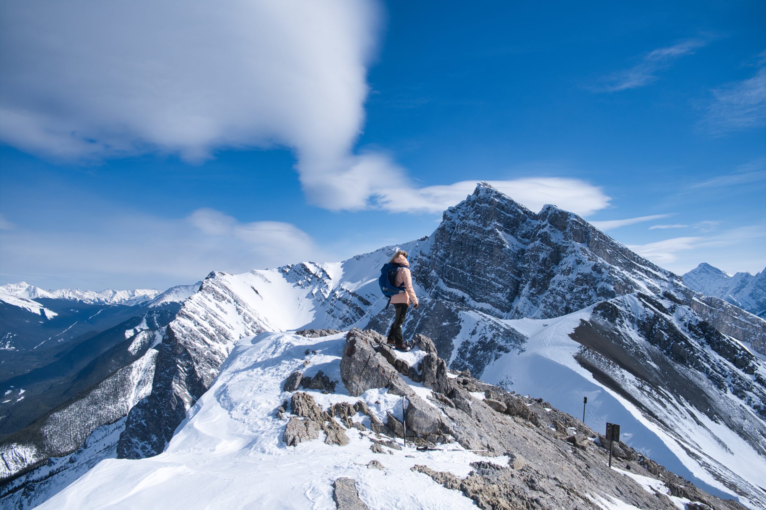 Natasha Stands On Ha Ling Peak Summit In April