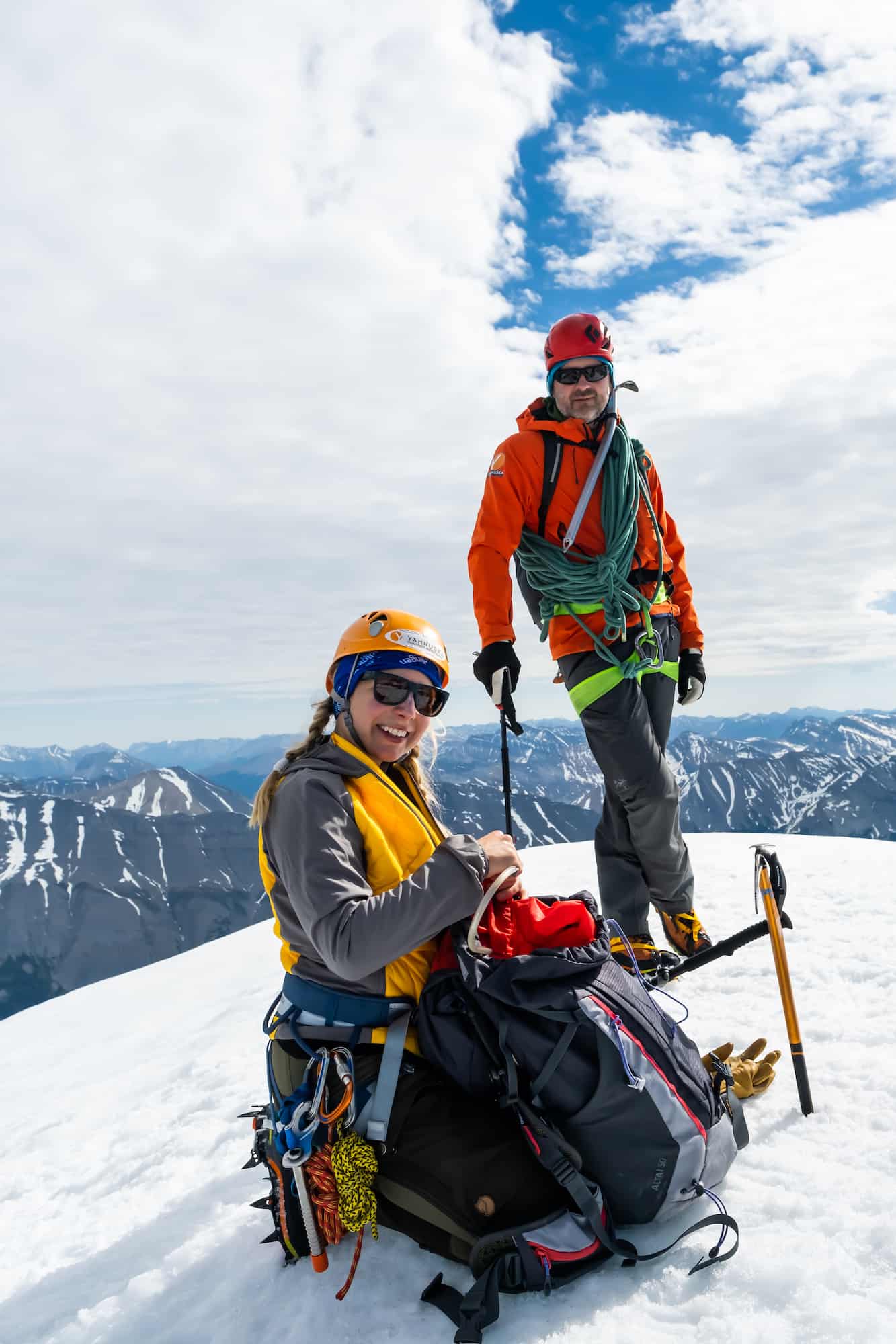 Natasha On Mount Athabasca Summit With Guide 