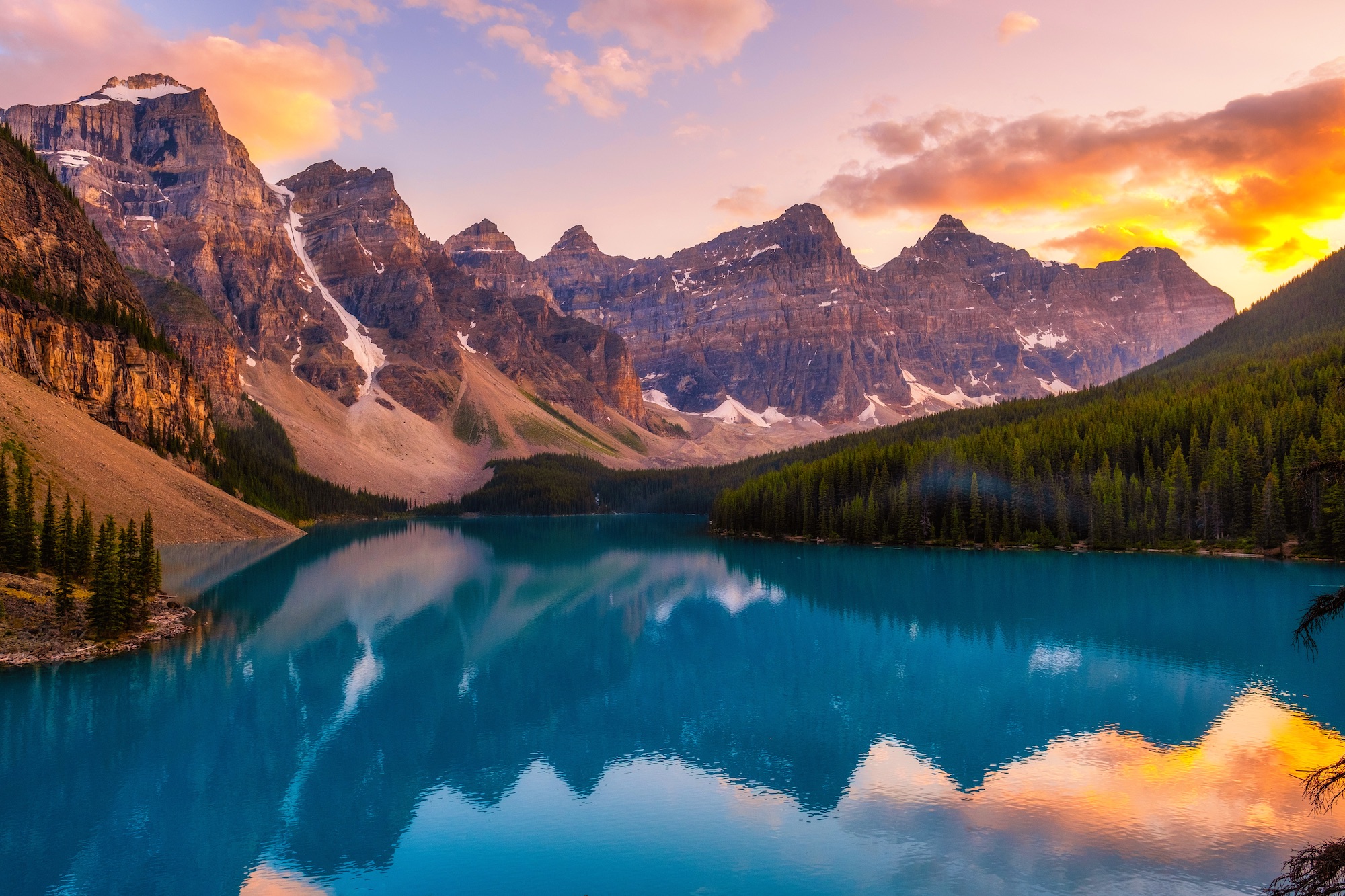 Sunset at Lake Moraine in August