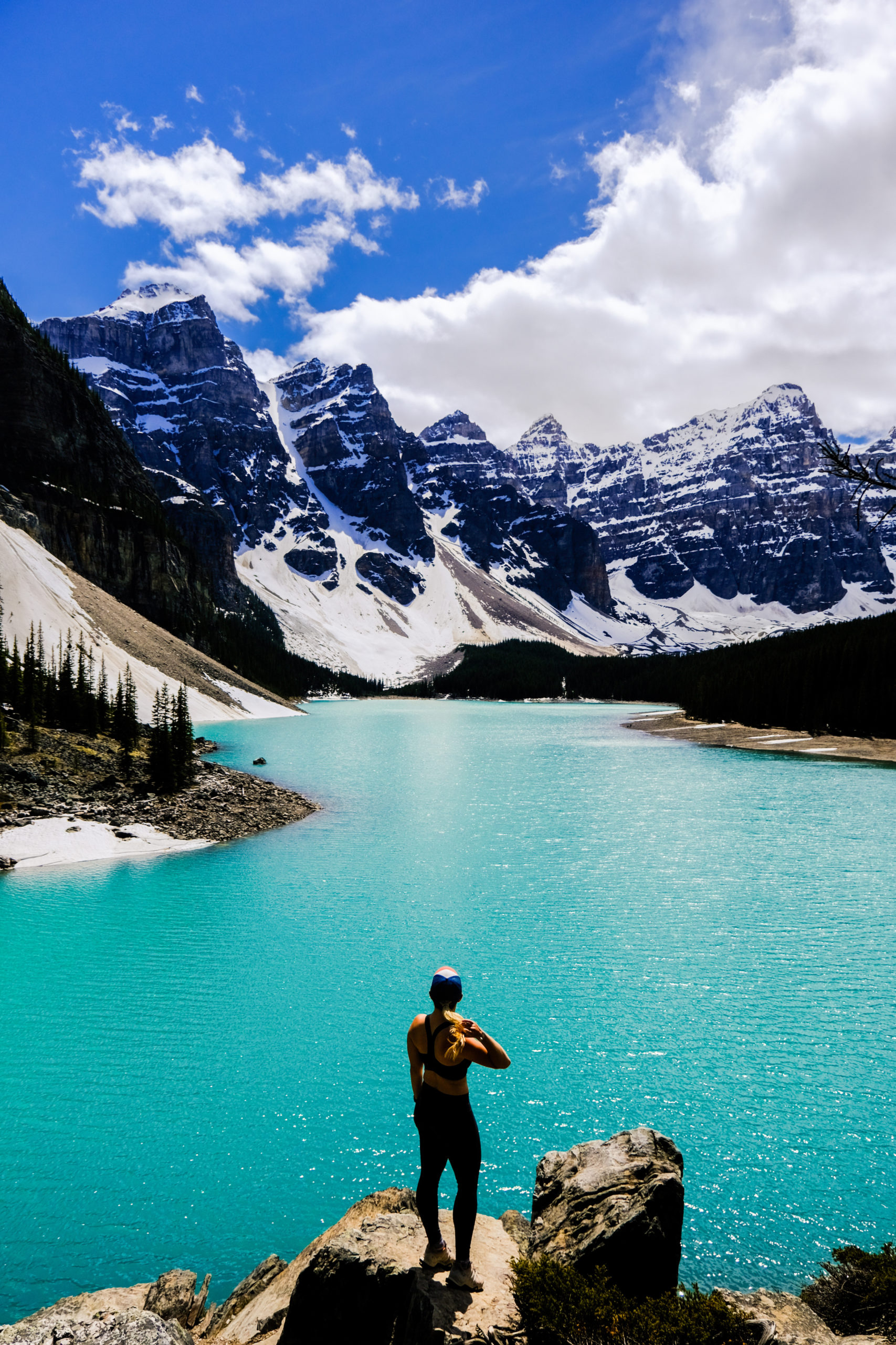 We had to bike in to Lake Moraine in early June, but it was worth it to have Moraine Lake all to ourselves! 