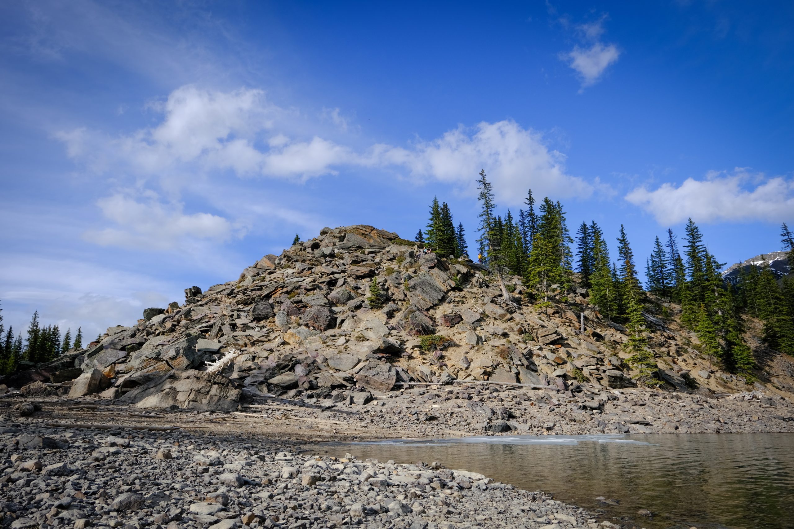 View of the Rock Pile at Moraine Lake