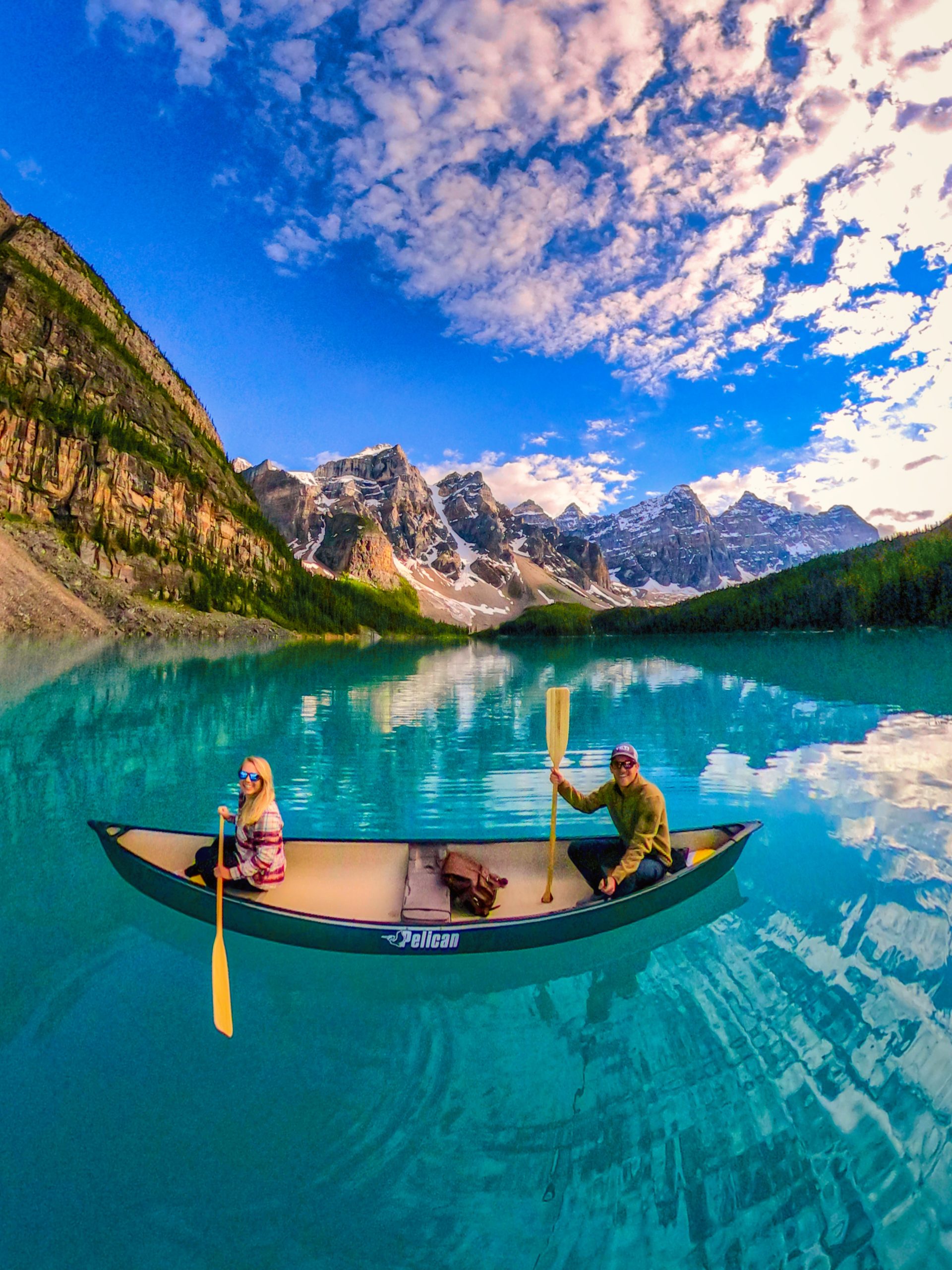 canoeing on moraine lake