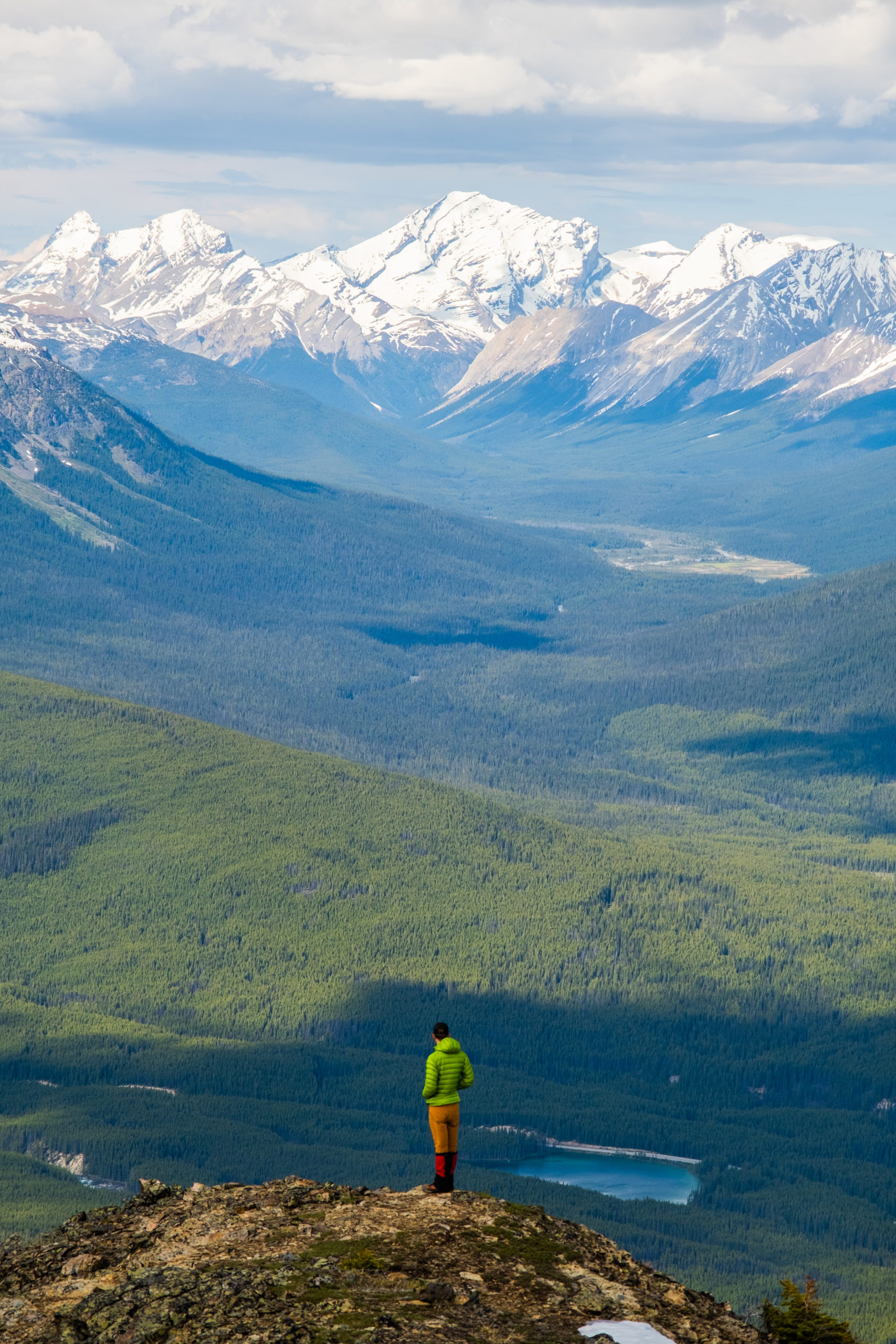 cameron hiking up mount st piran in the lake louise area