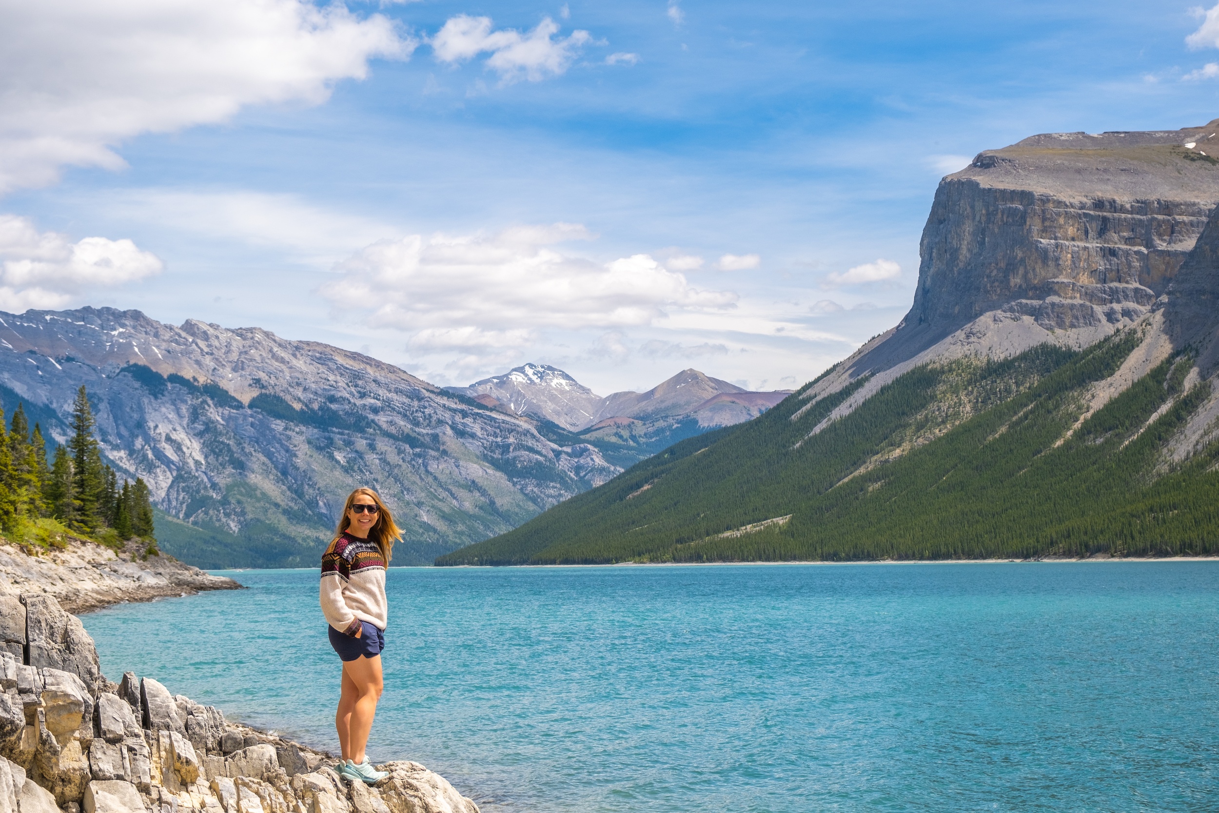 Natasha on the Lake Minnewanka shoreline