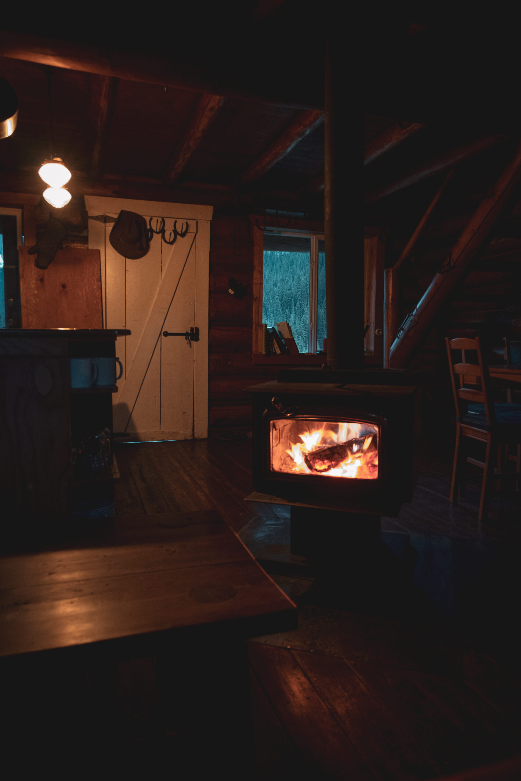 Inside The Sundance Lodge With A Wood Stove