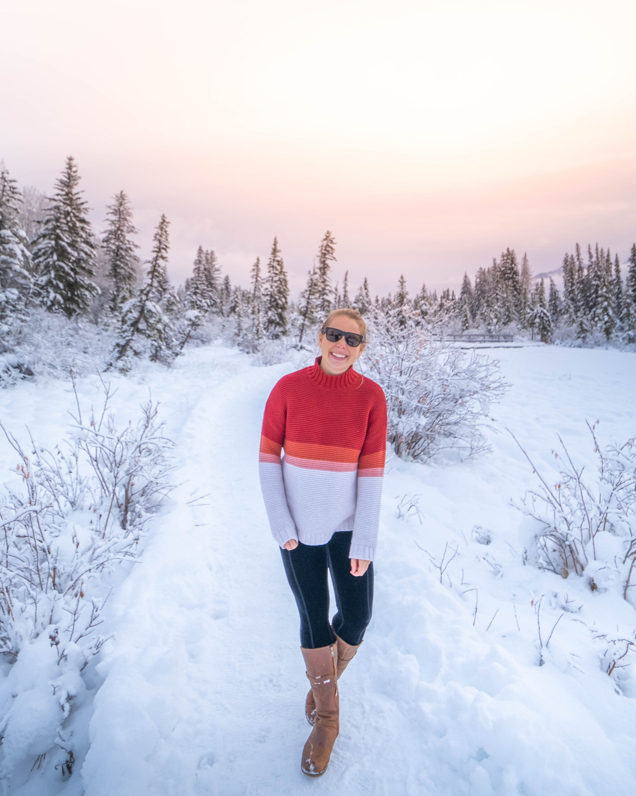 Natasha Walks Policeman's Creek Boardwalk In The Snow