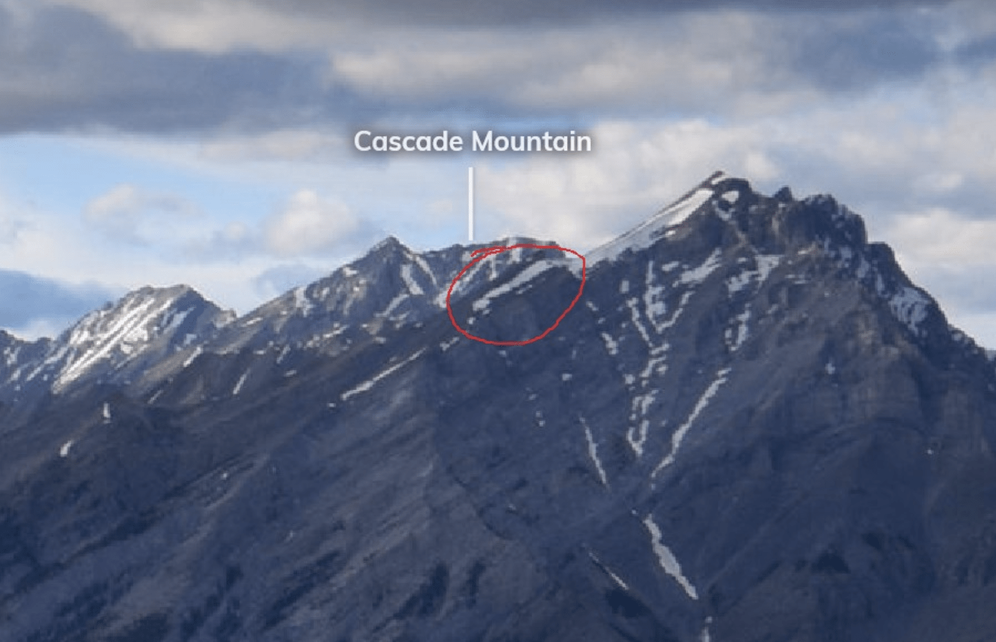 Photo of cascade mountain indicating key element of route