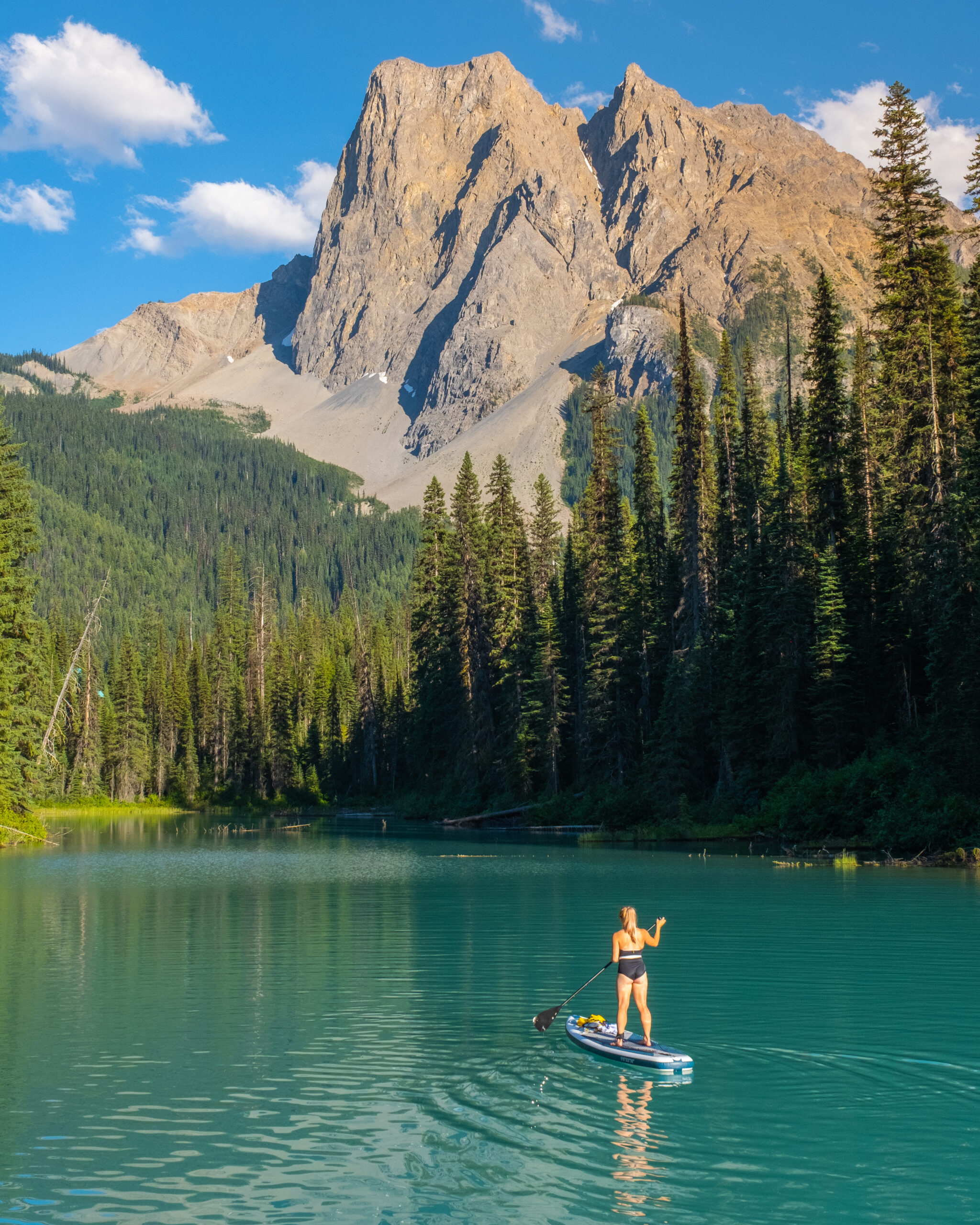 paddleboarding on emerald lake