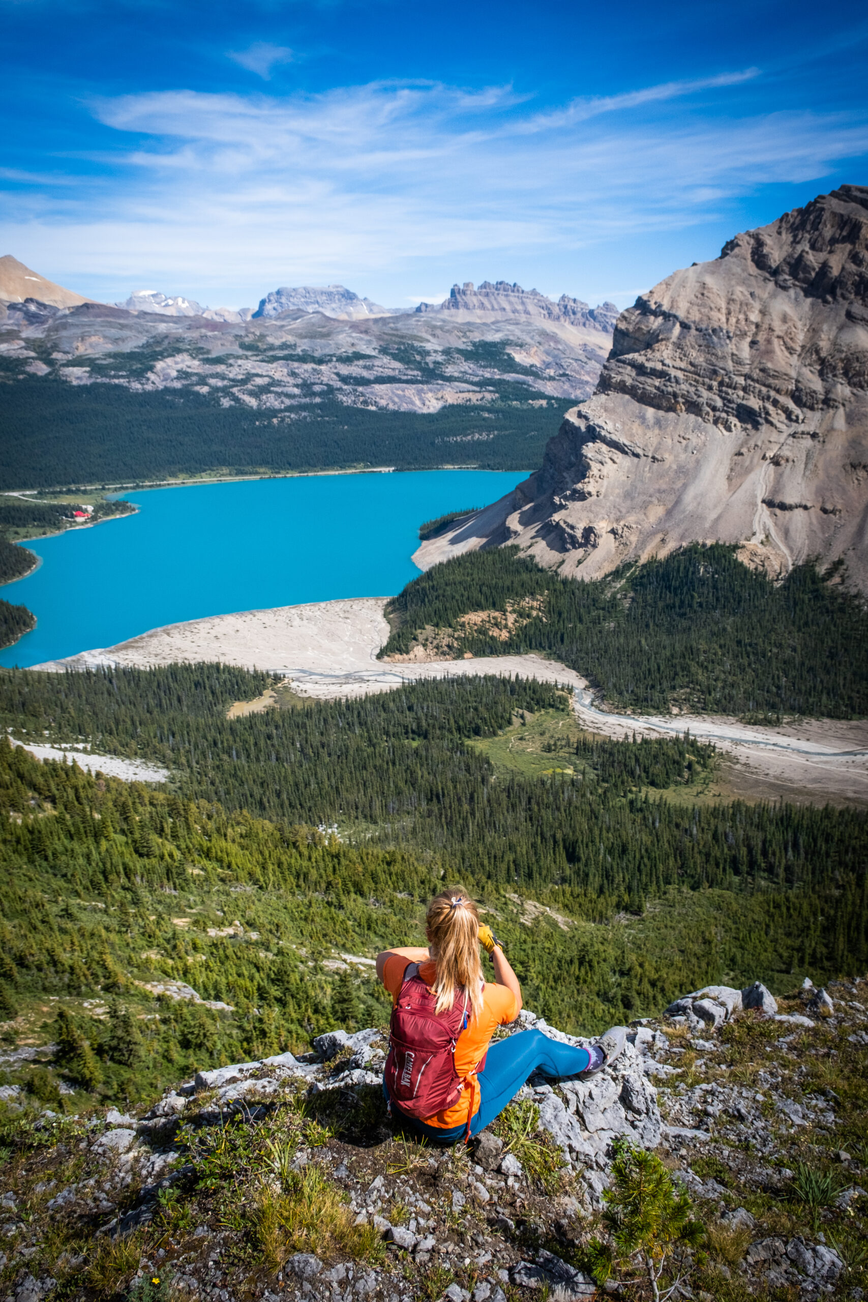 natasha on mount jimmy simpson trail over bow lake