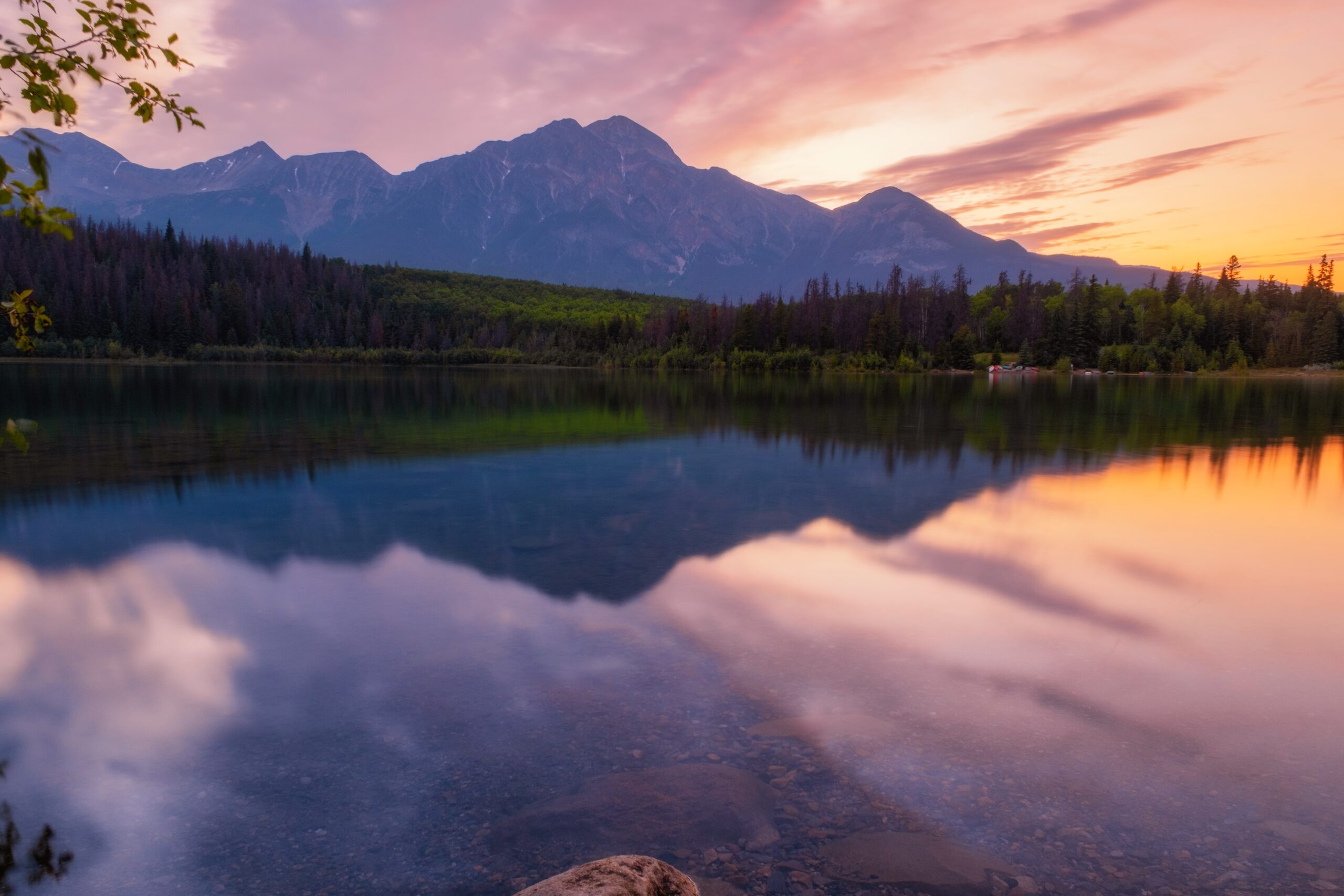 canoe in the Canadian rockies - Lake Patricia