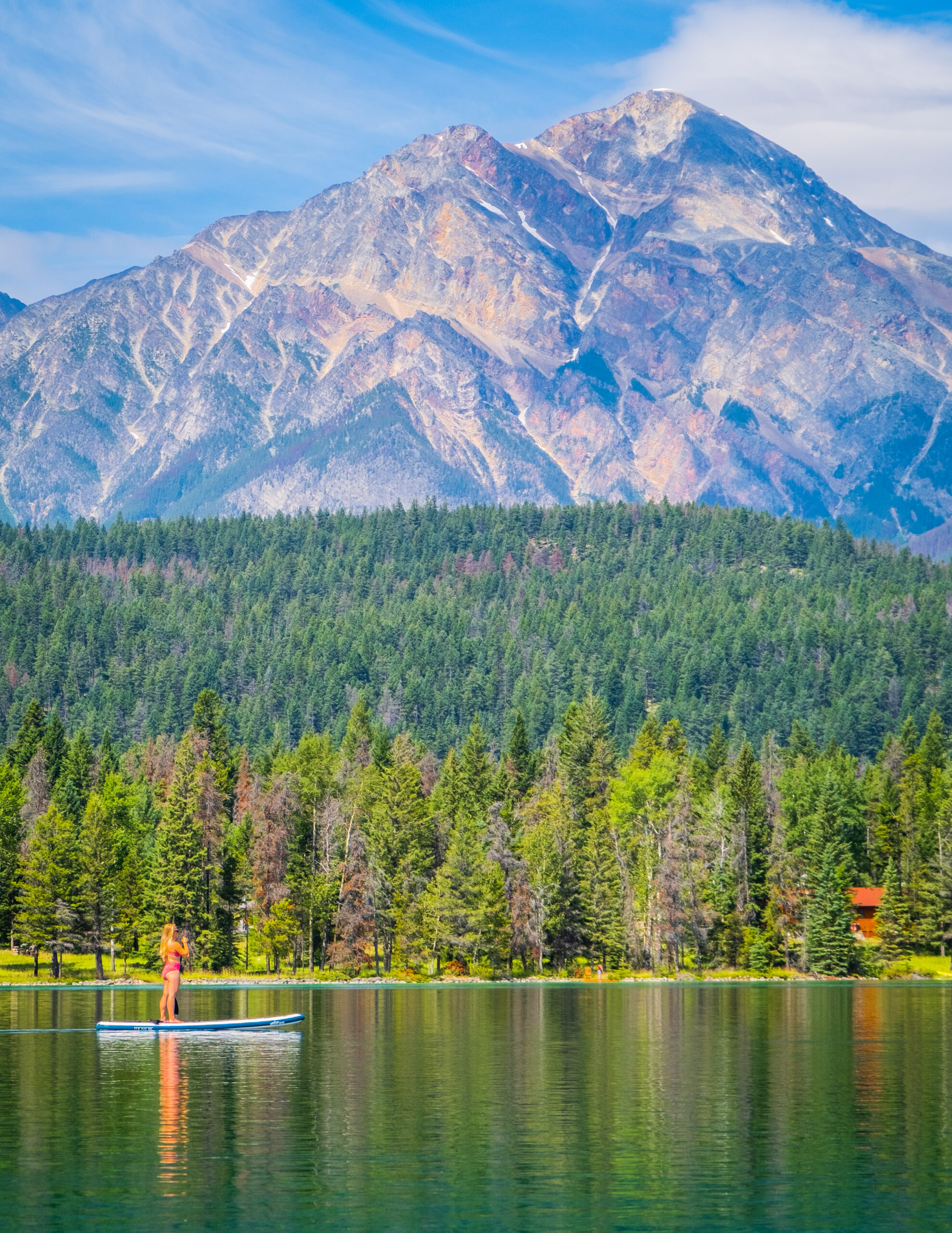 stand up paddleboarding under pyramid lake