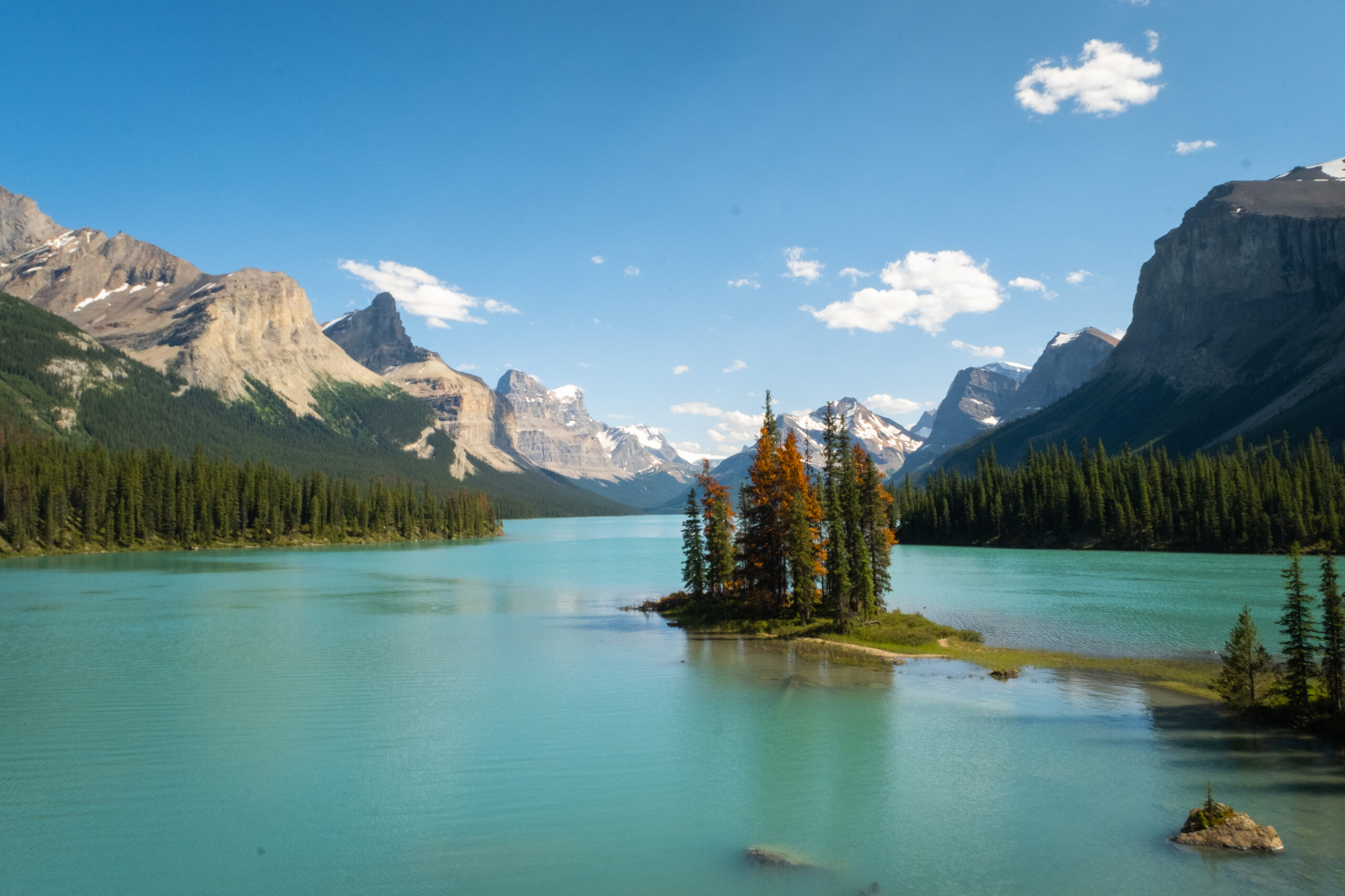 Spirit Island in Maligne Lake in Jasper National Park