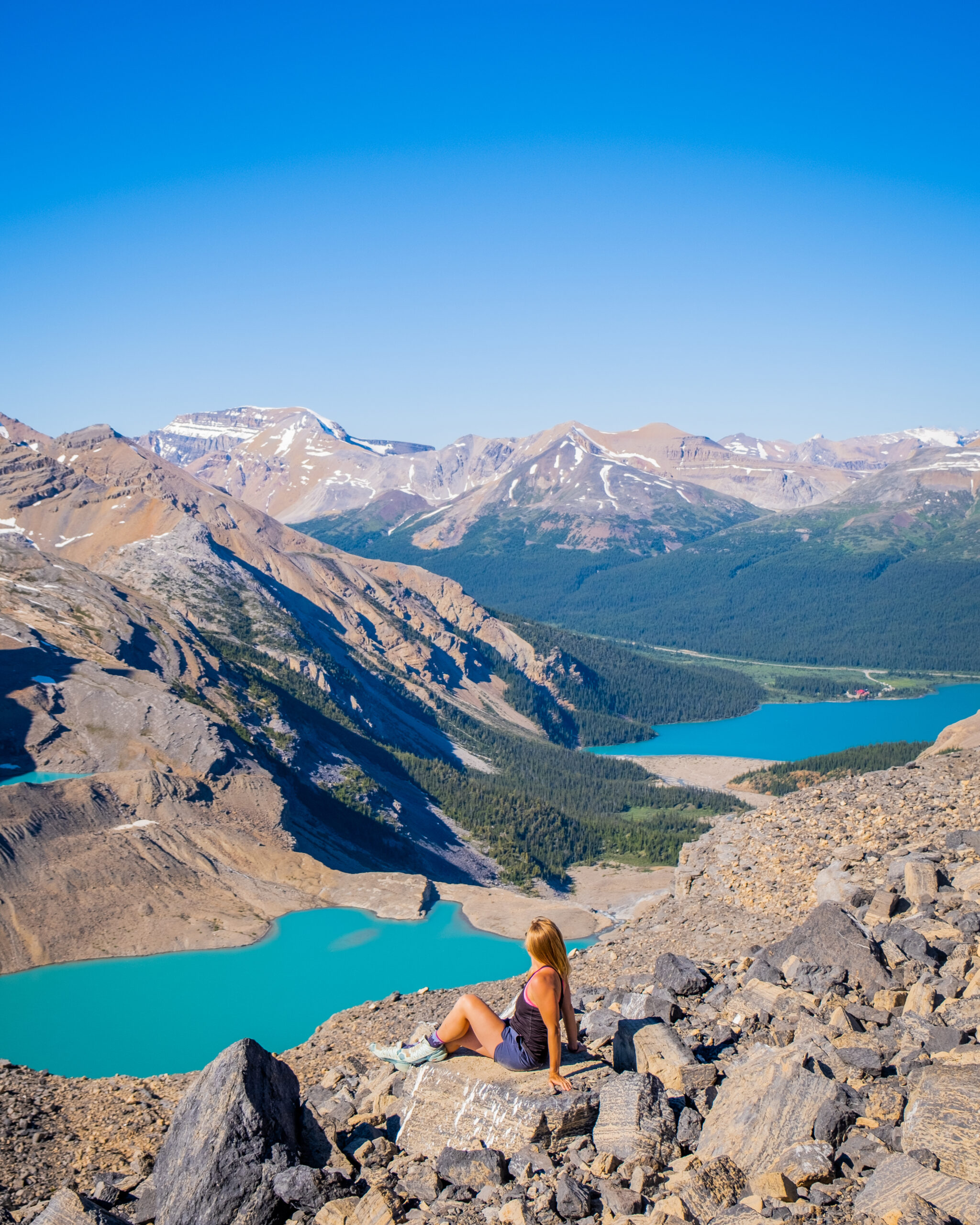 Natasha Looks Down On Icefield Lake From The Onion