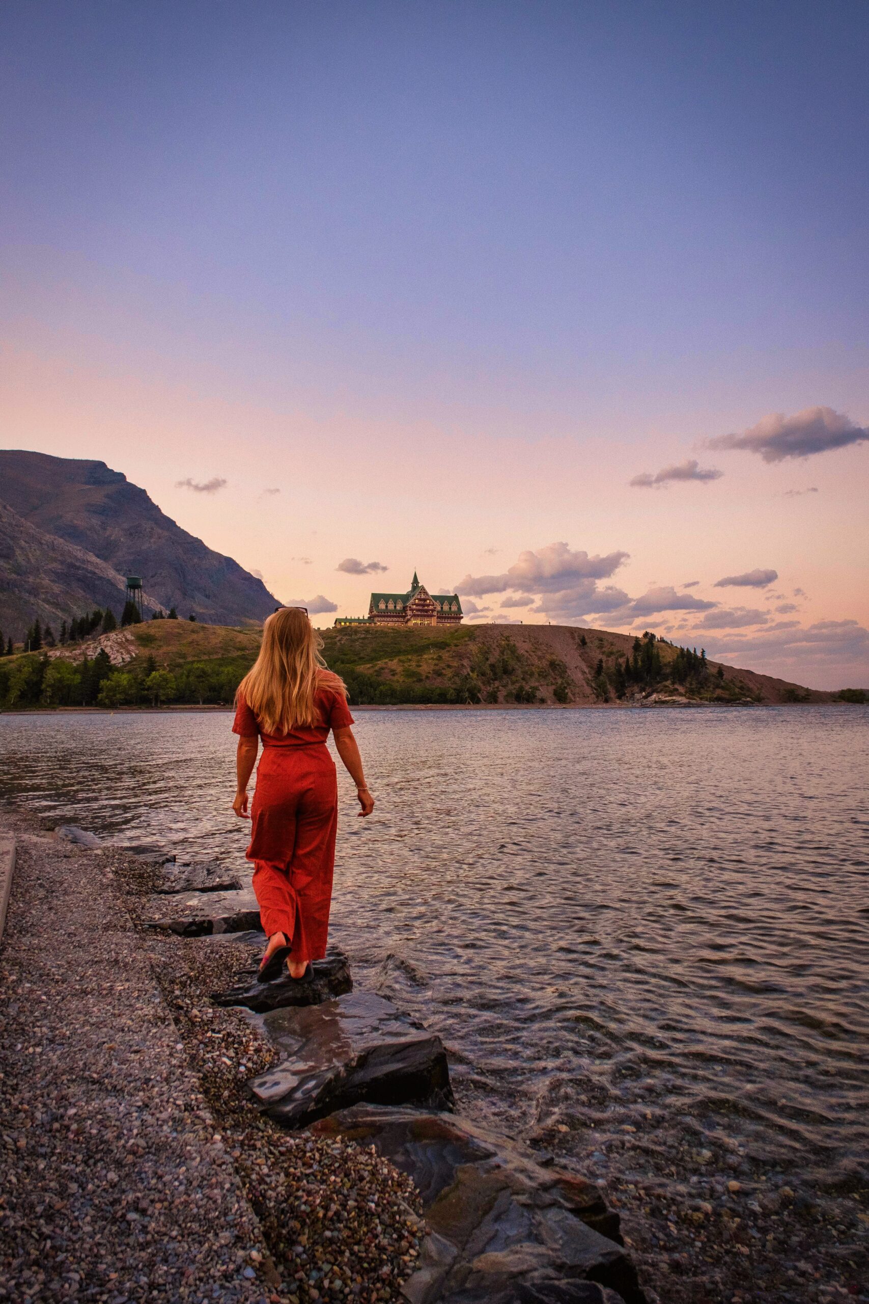 Walking on Waterton Lakes Shoreline