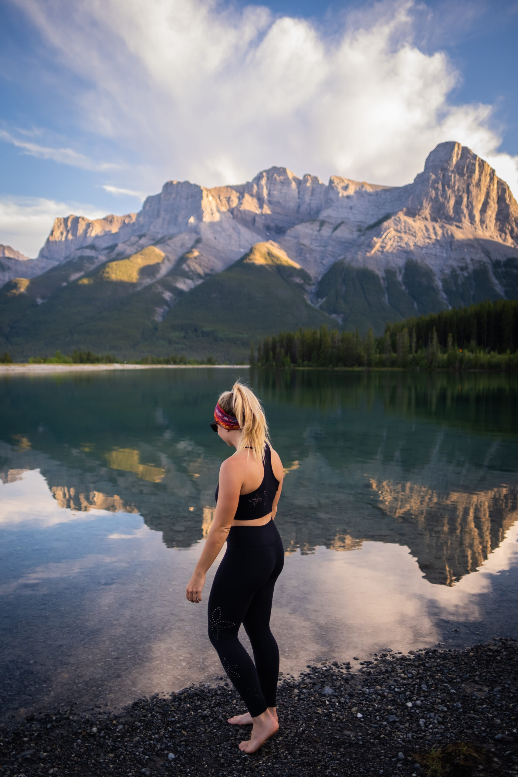 sunset at the canmore reservoir