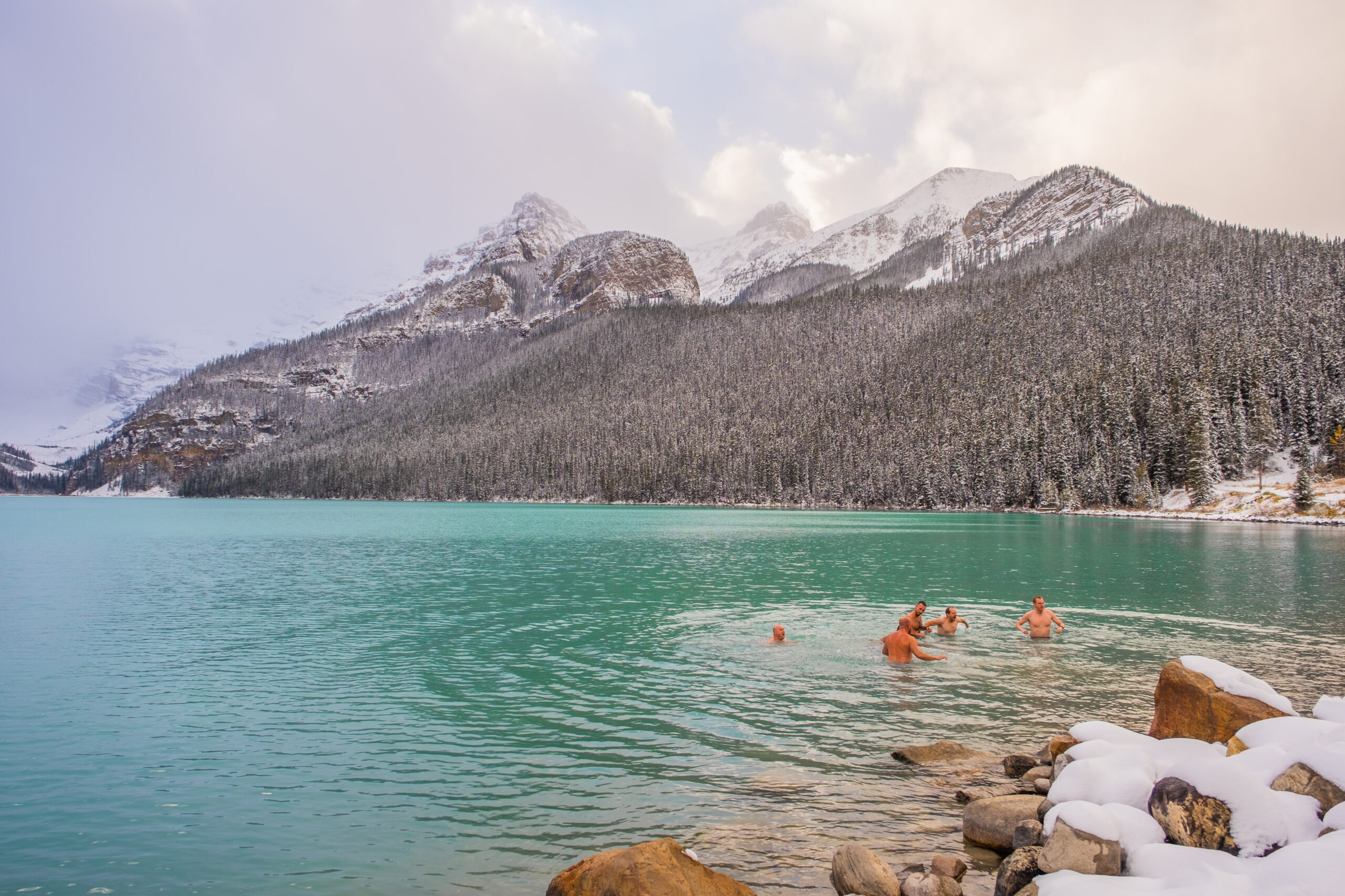 swimming in lake louise