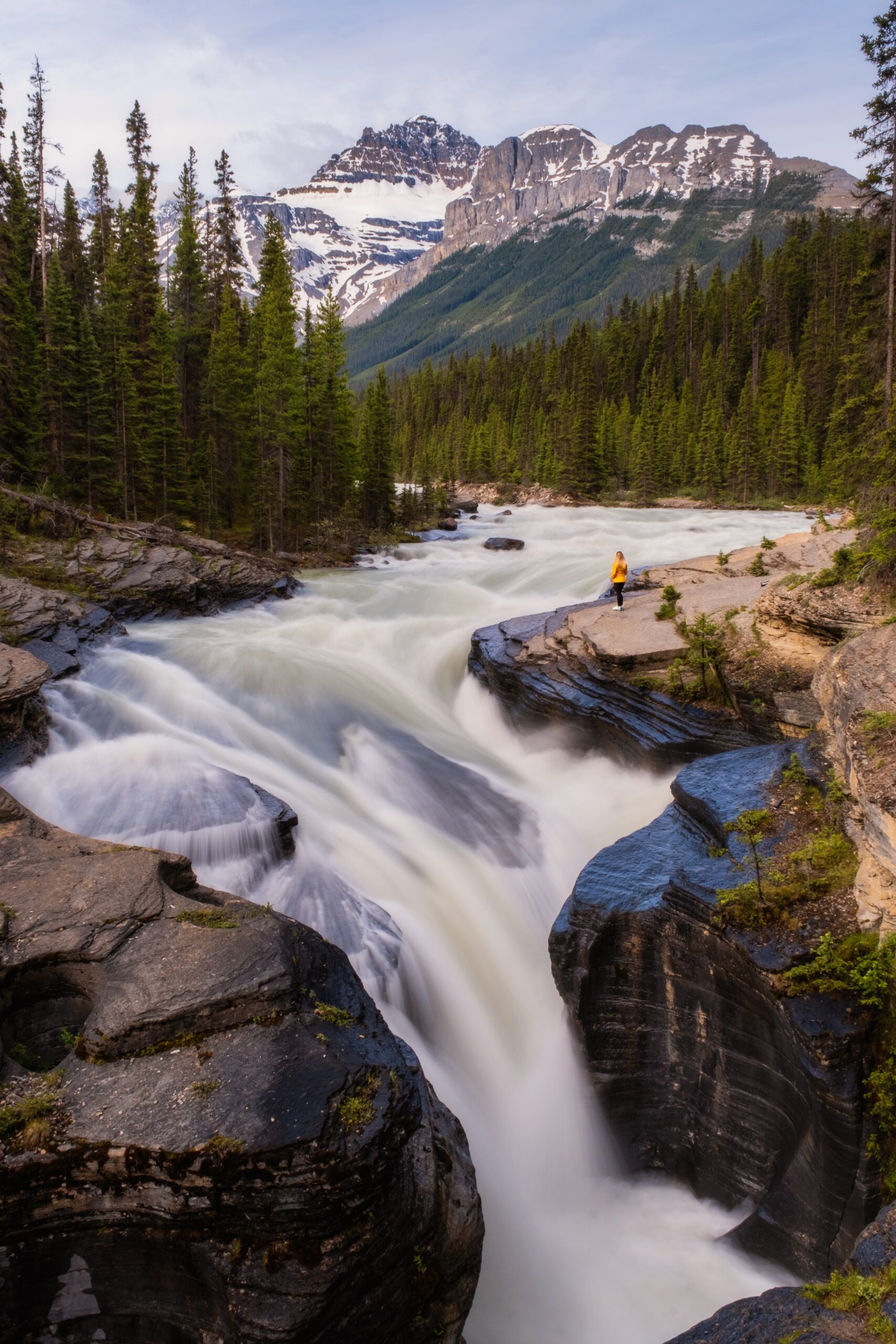 natasha at mistaya canyon along the icefields parkway