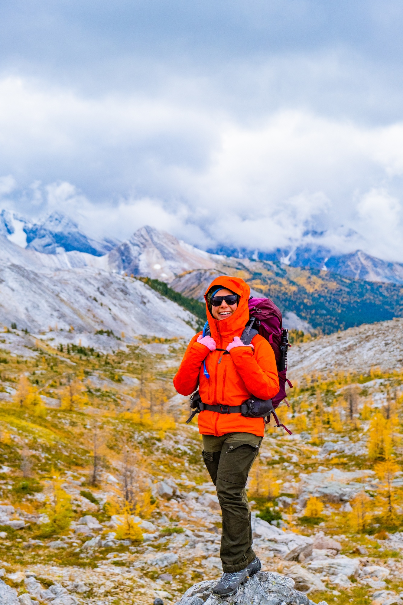 Hiking in Mount Assiniboine during larch season