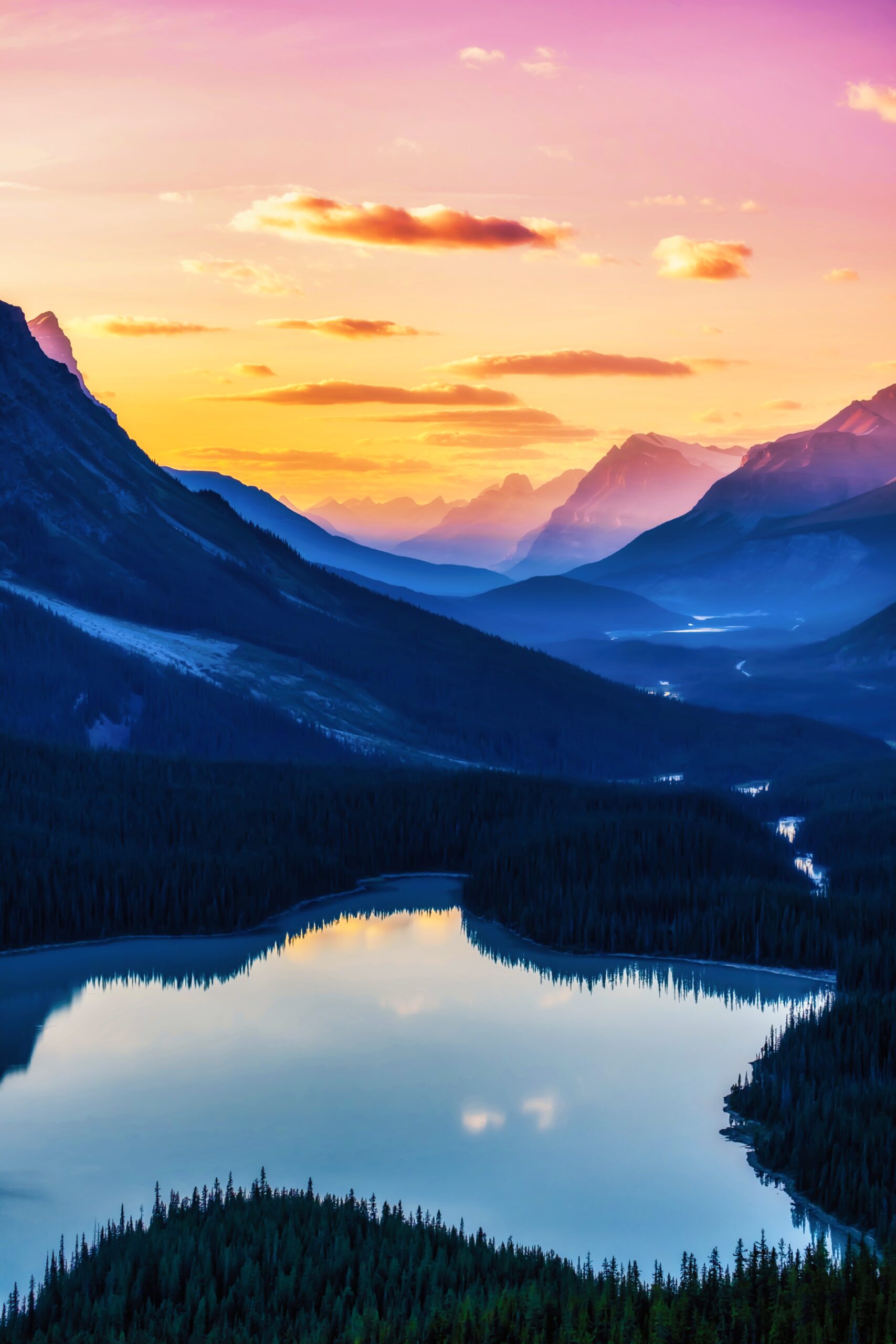 peyto lake at sunset