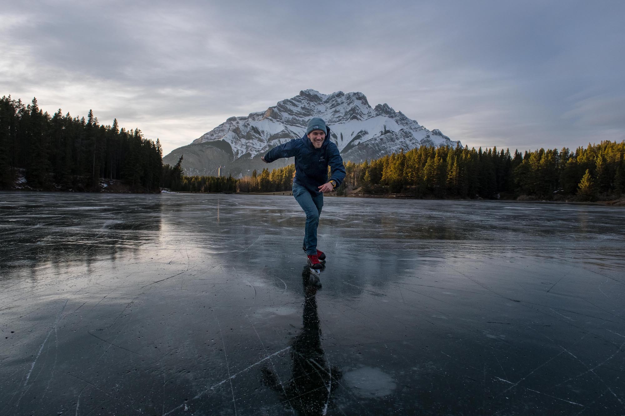 Ice Skating in Banff on Johnson Lake