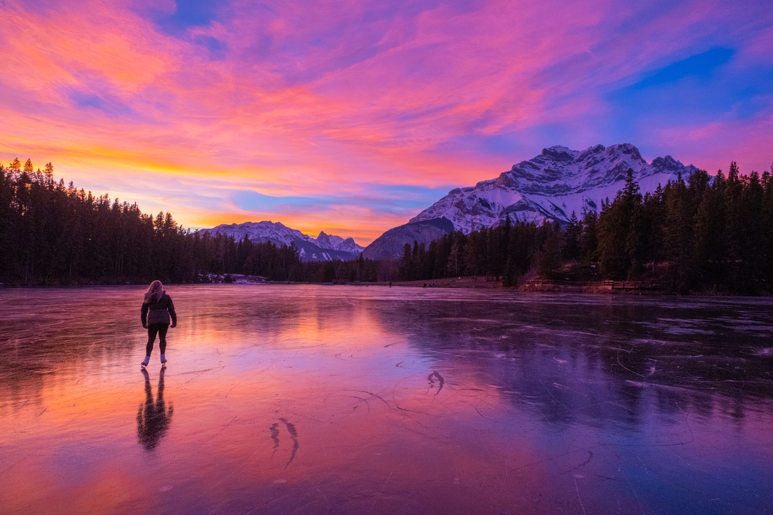 johnston lake in november with an amazing sunset