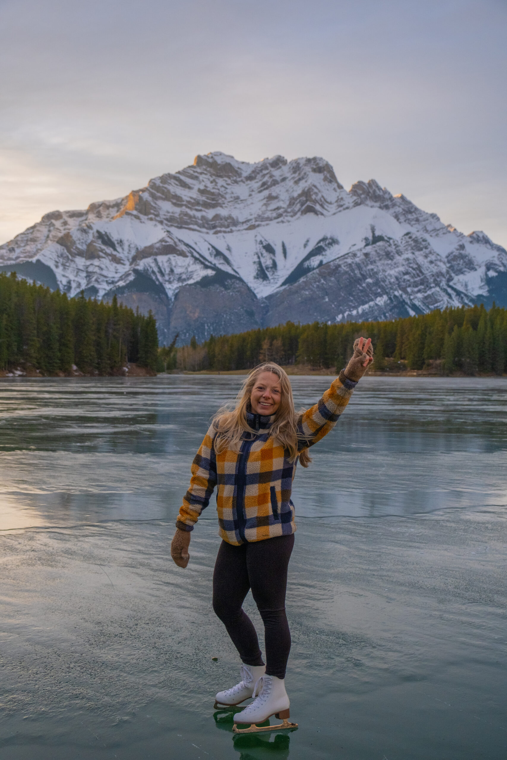 ice skating on johnson lake in banff