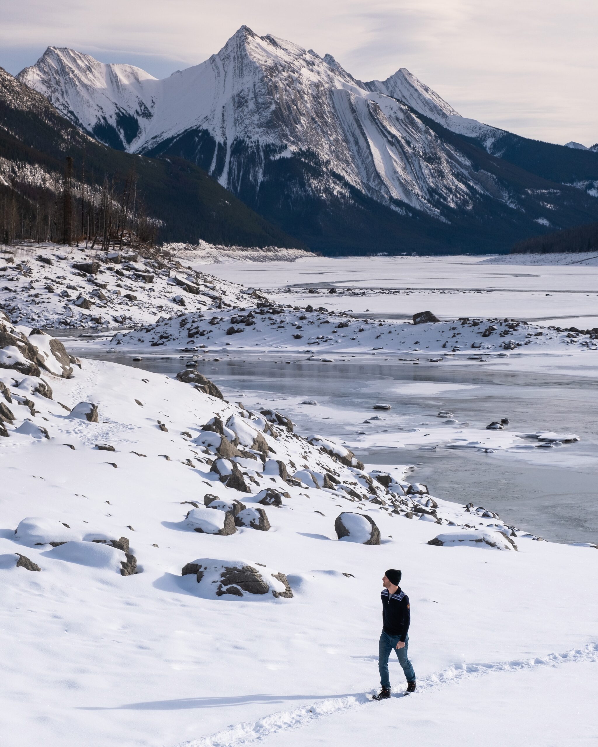 jasper national park in winter - medicine lake