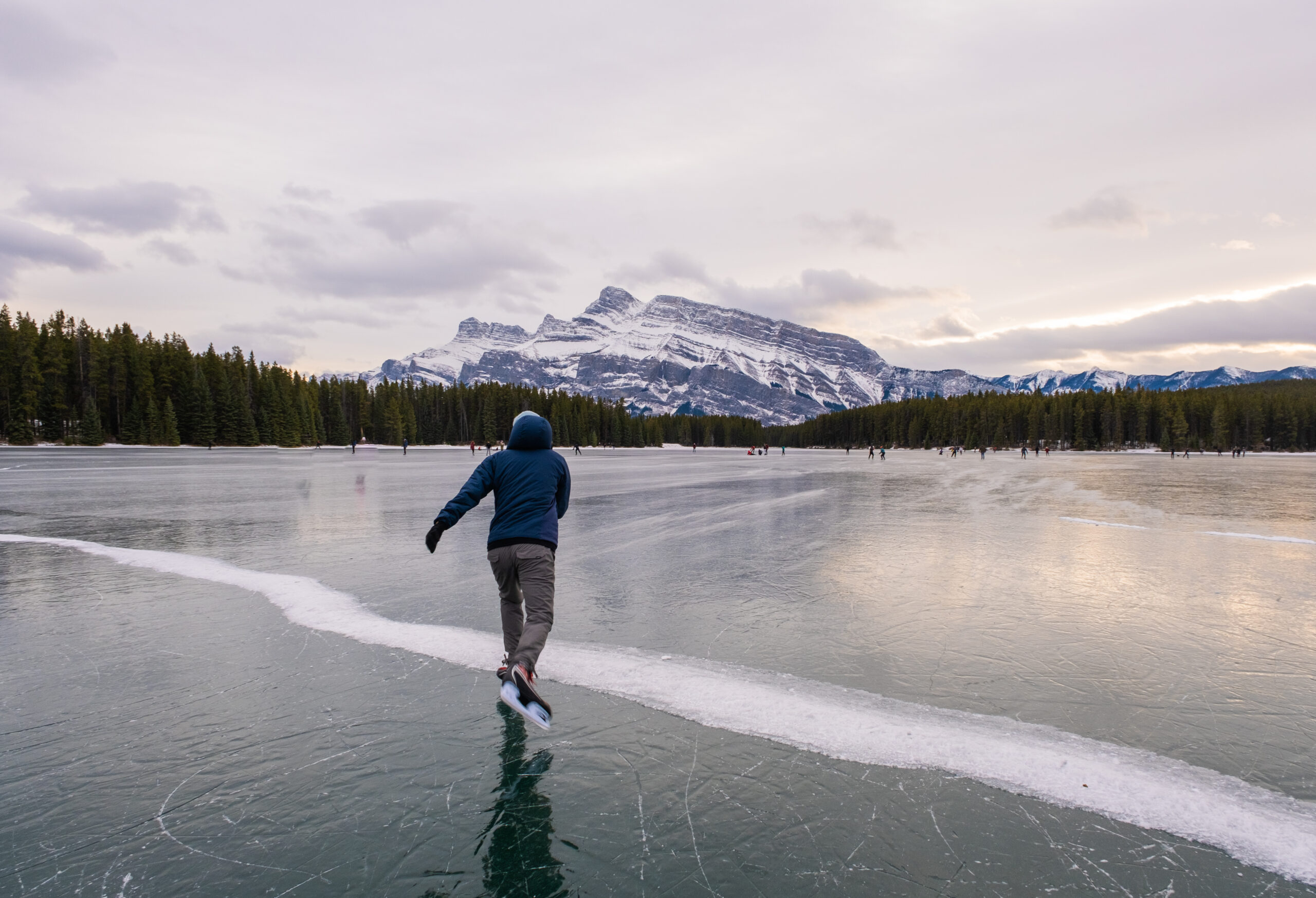 ice skating on two jack lake