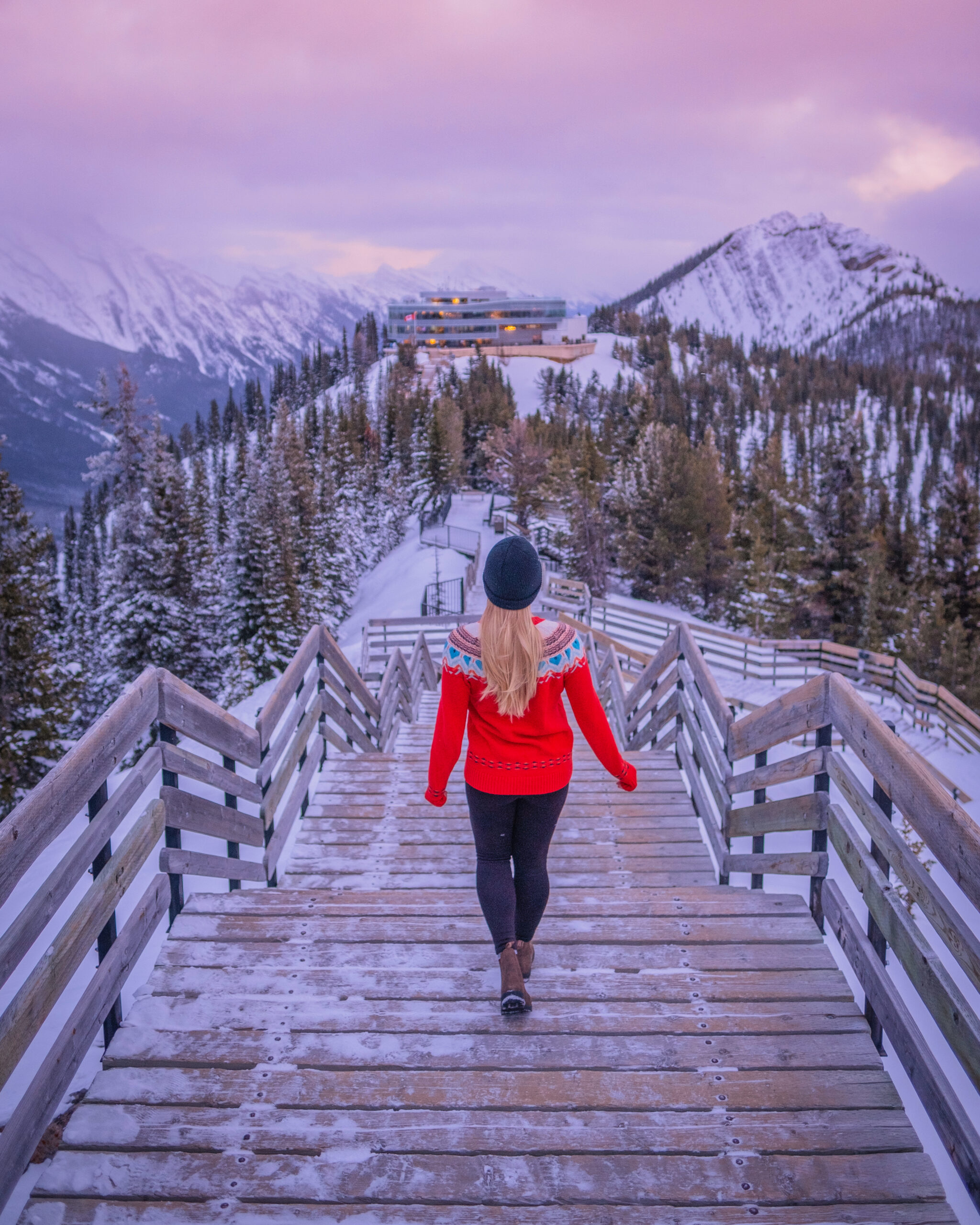 Sulphur Mountain at sunset on New Year's Eve