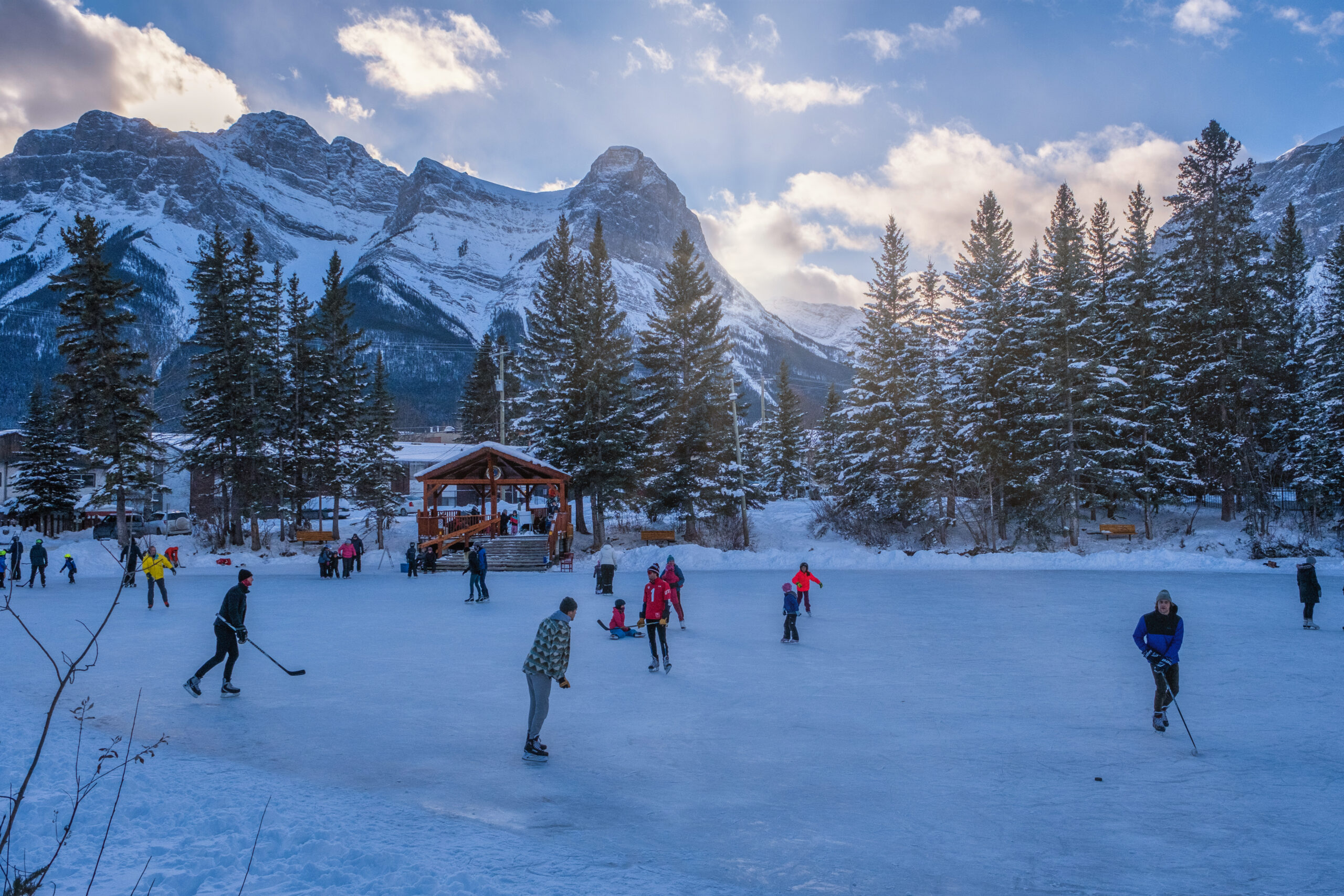 canmore town pond winter