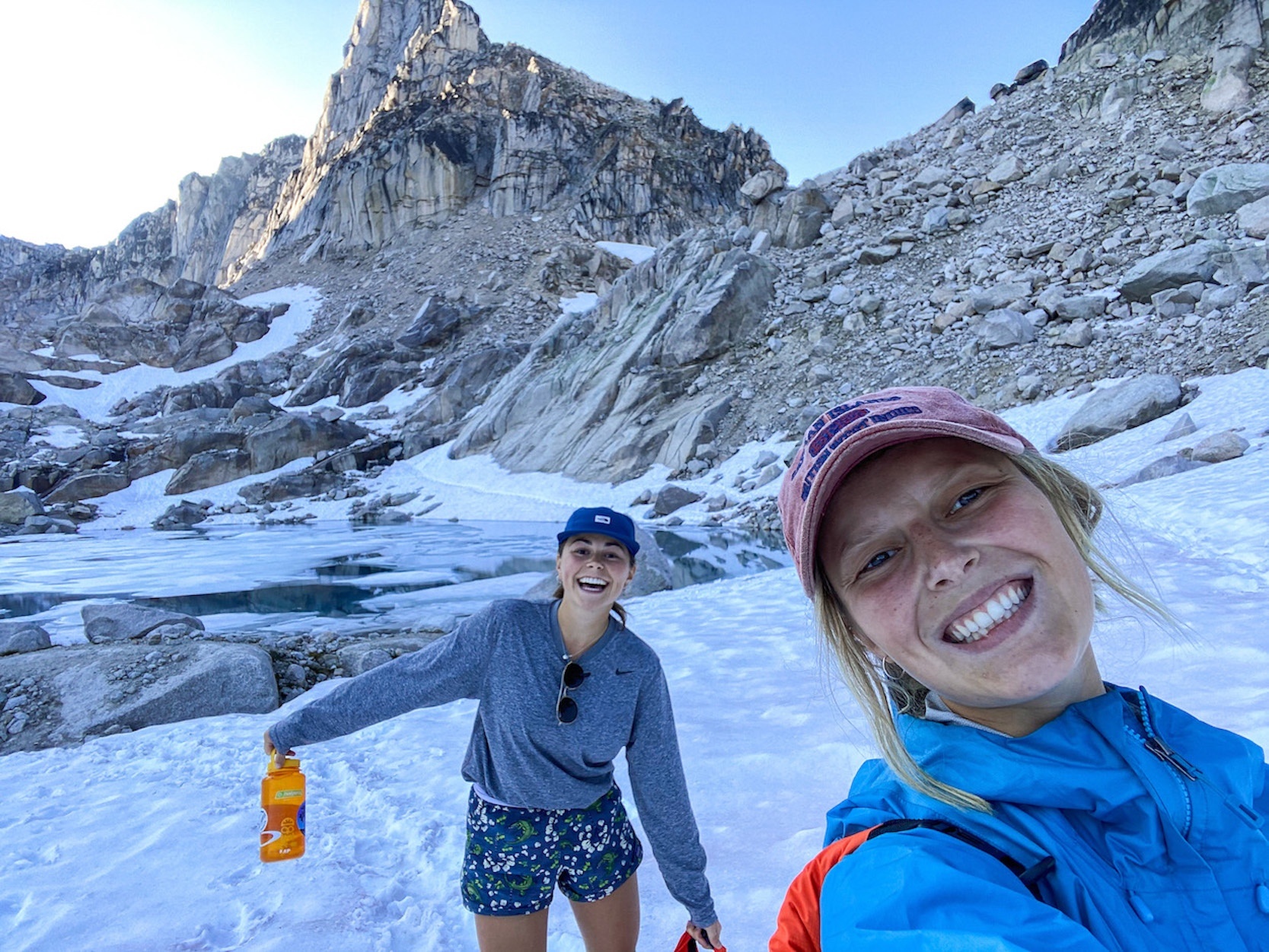 by the glacial lake