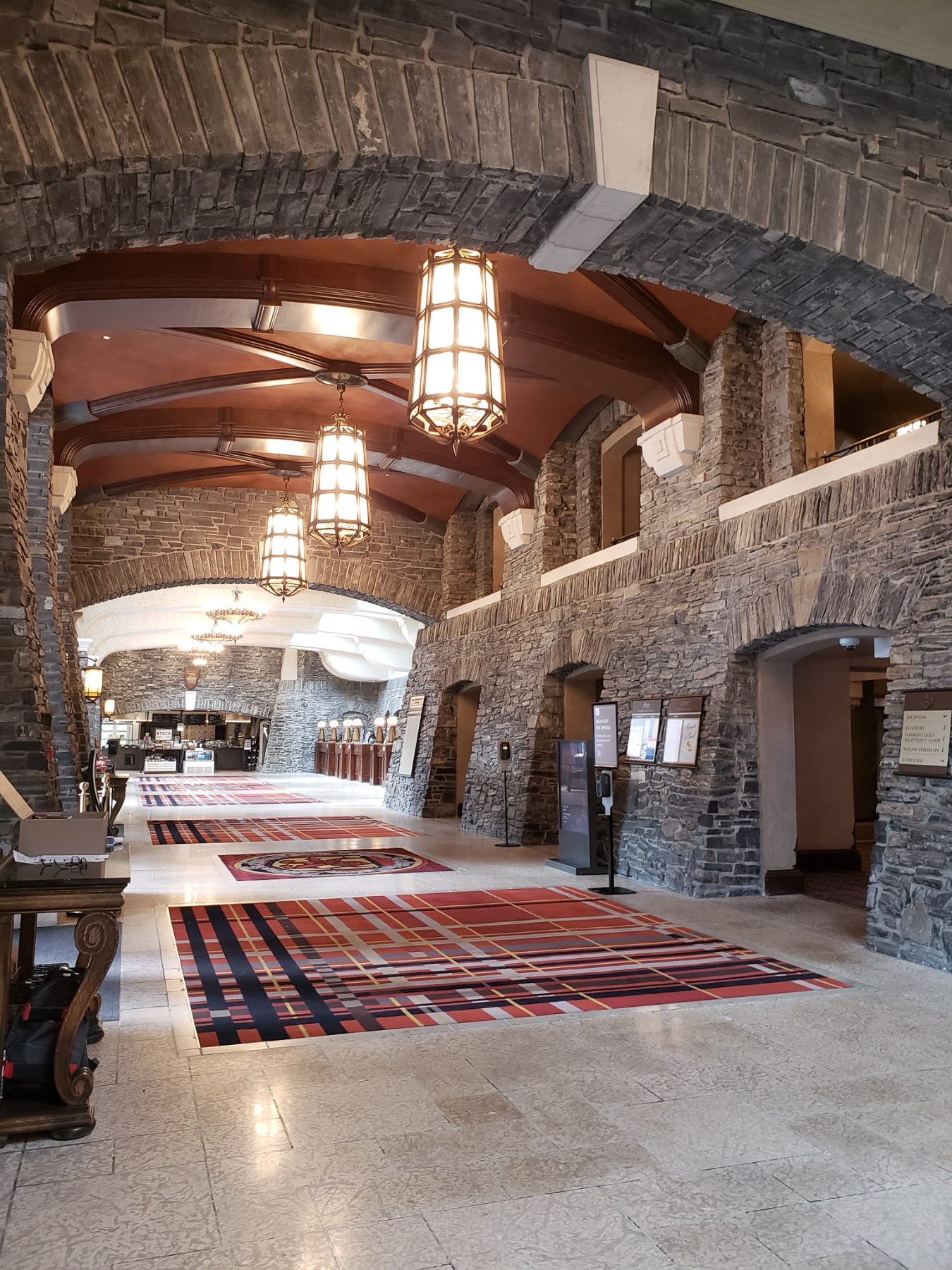 the hotel lobby of the banff springs hotel
