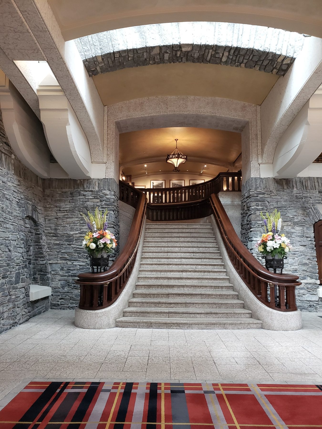 the hotel lobby of the banff springs hotel