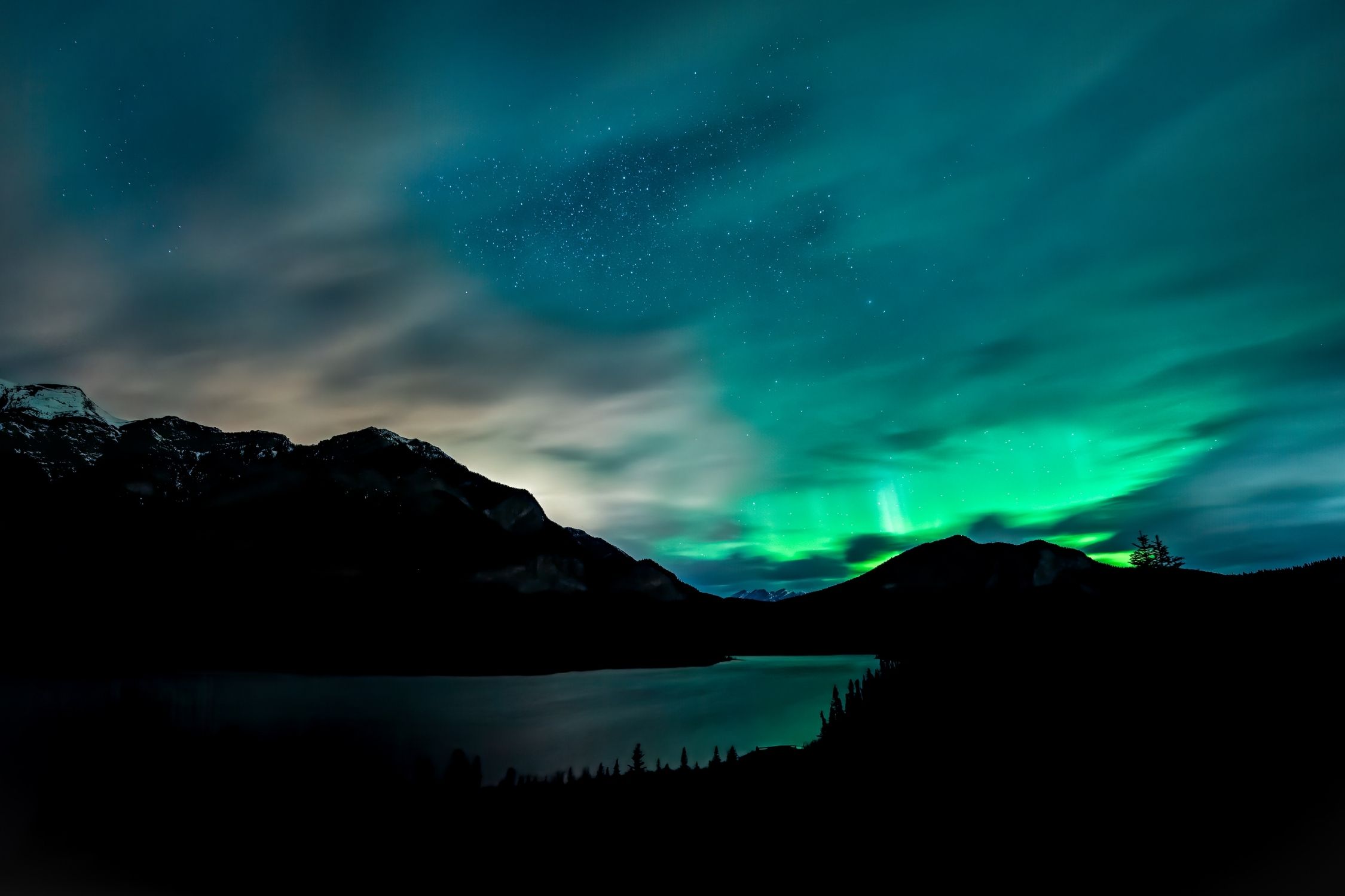 The Northern Lights in Banff over Peyto Lake