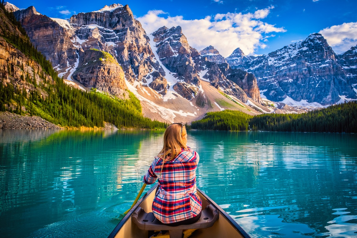 Canoeing On Moraine Lake 