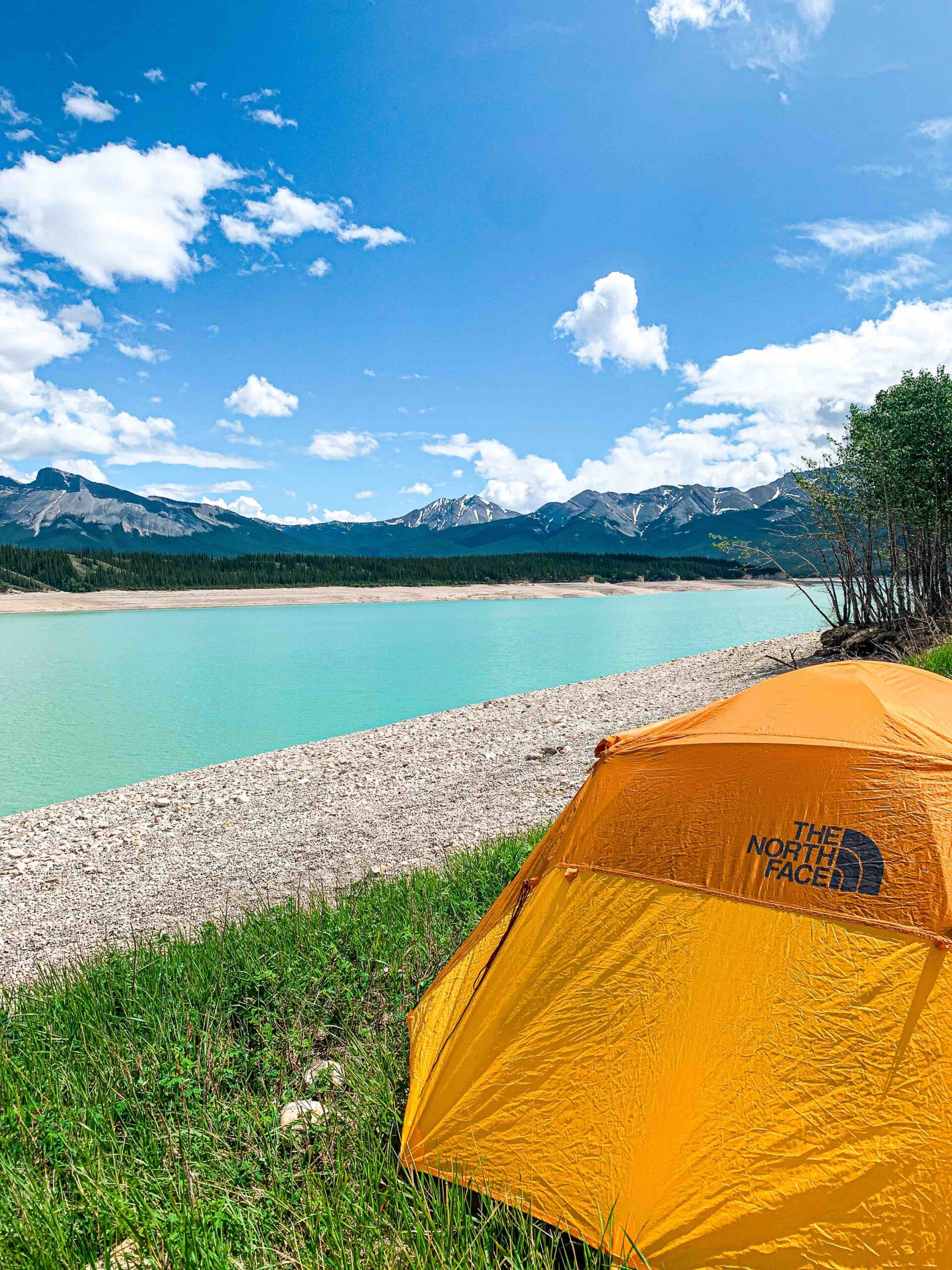 Views from the tent while camping at Abraham Lake