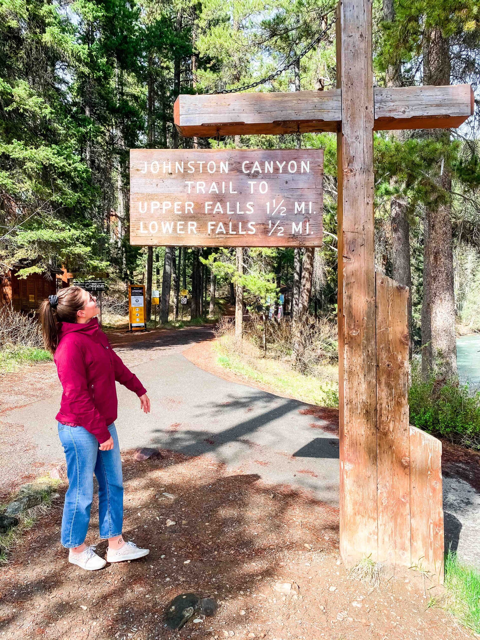 regan about to walk on the johnston canyon trail