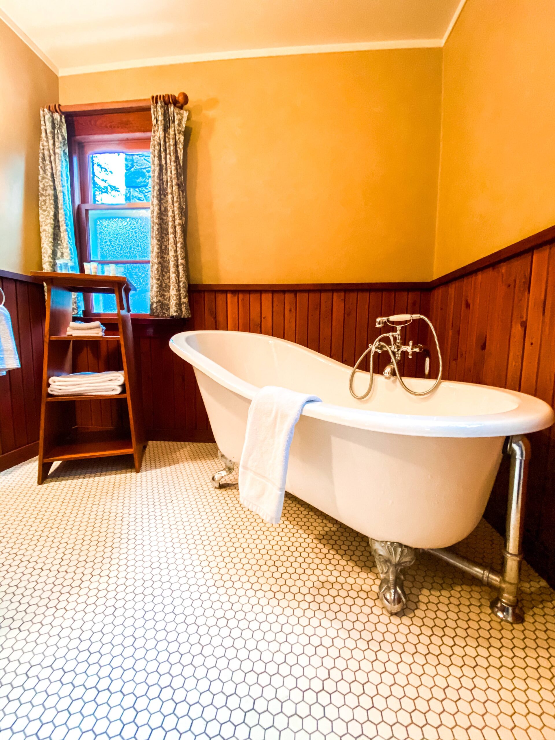 The vintage clawfoot tub