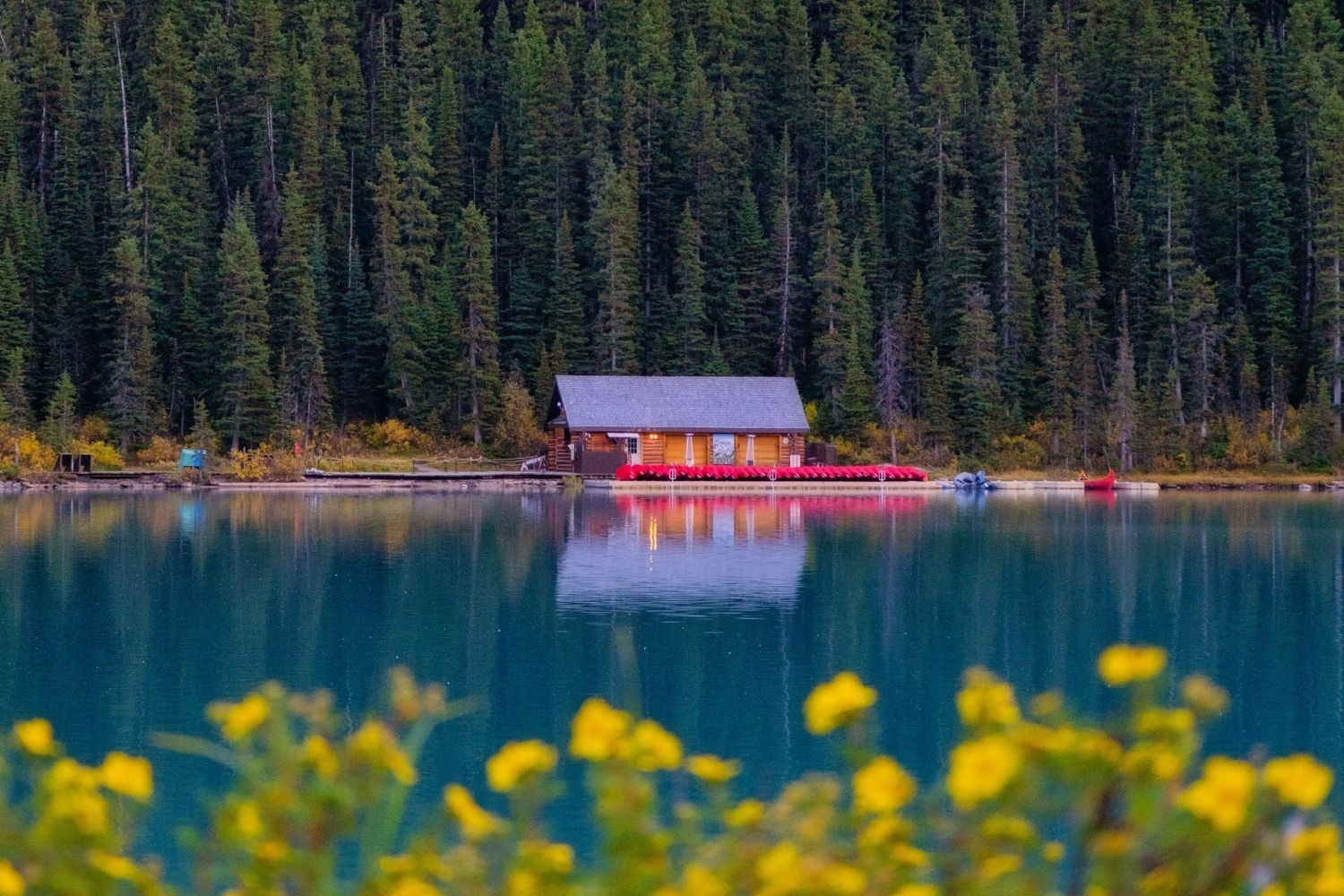 The boathouse at Lake Louise