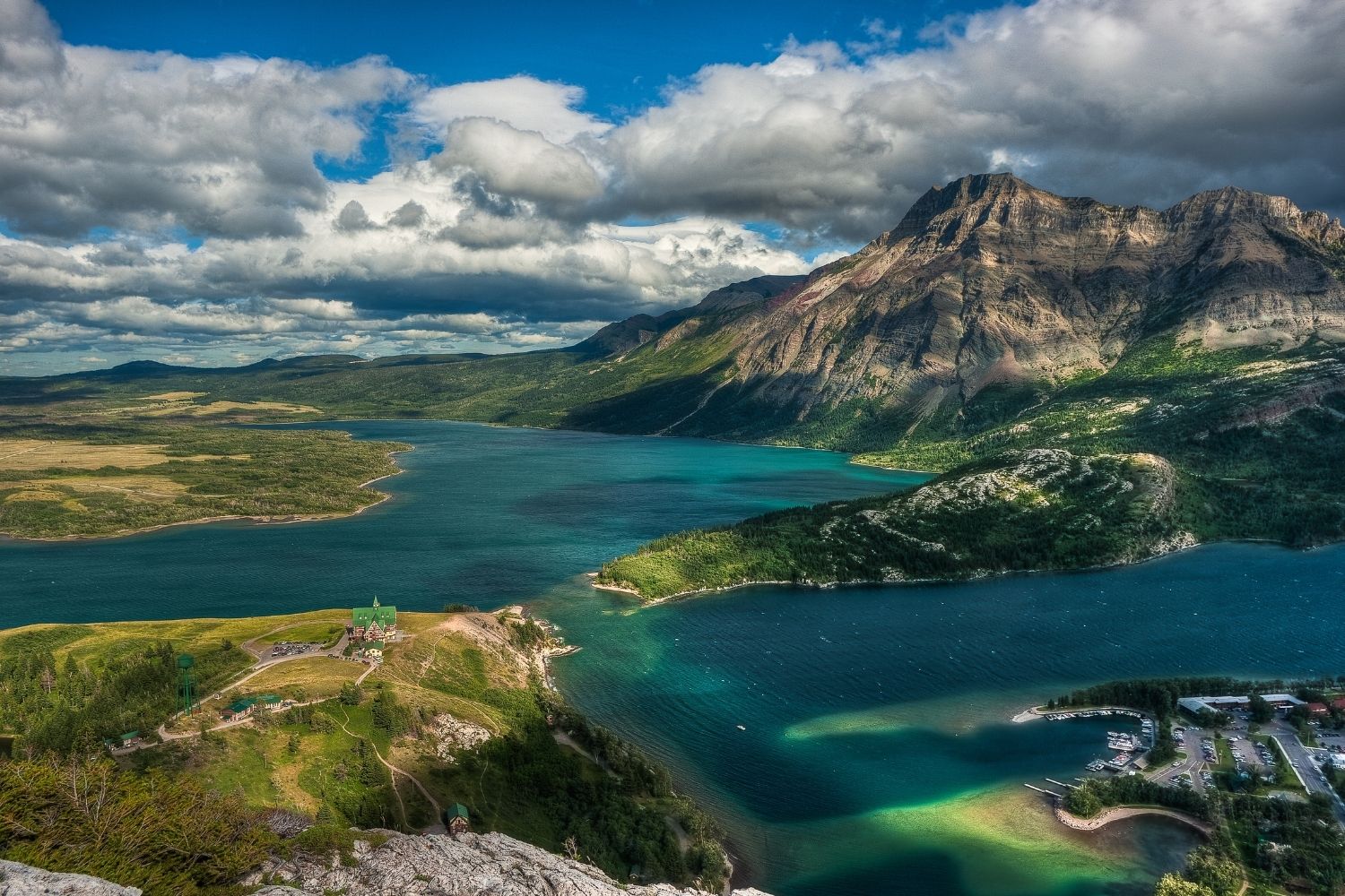 Aerial View Over Waterton Lakes
