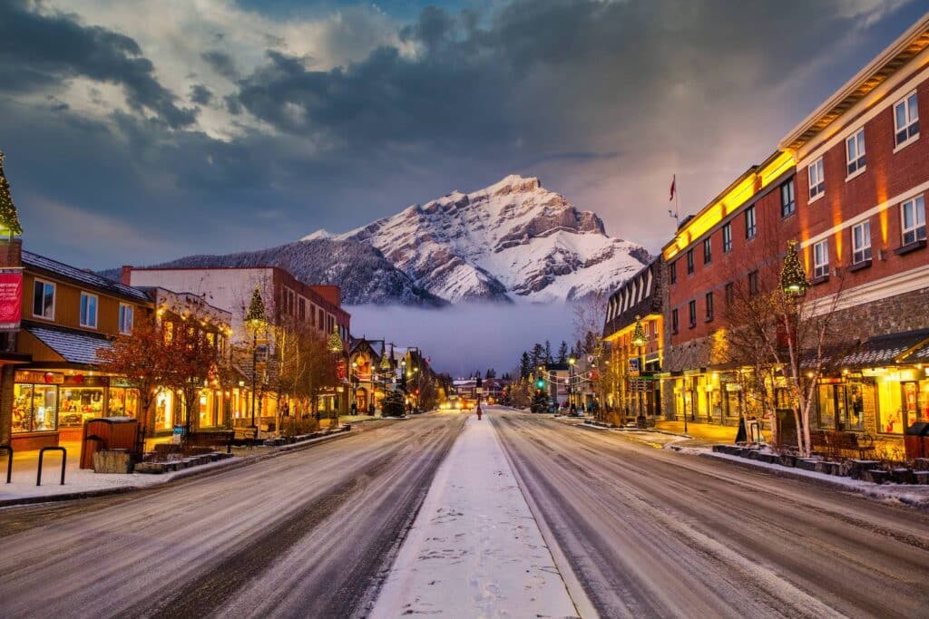 Cascade Mountain from Banff Avenue - Downtown Banff