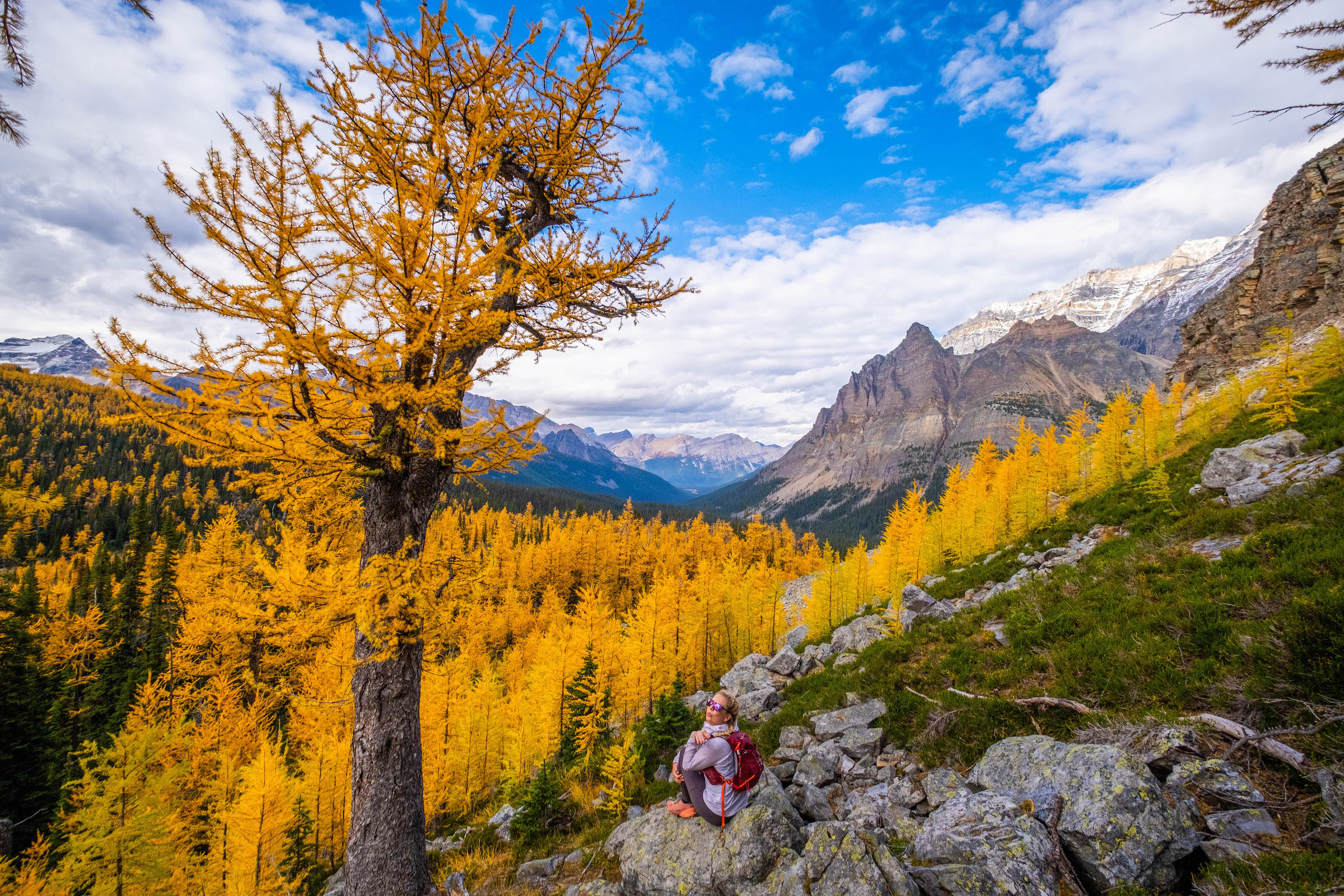 natasha hiking in the larch season