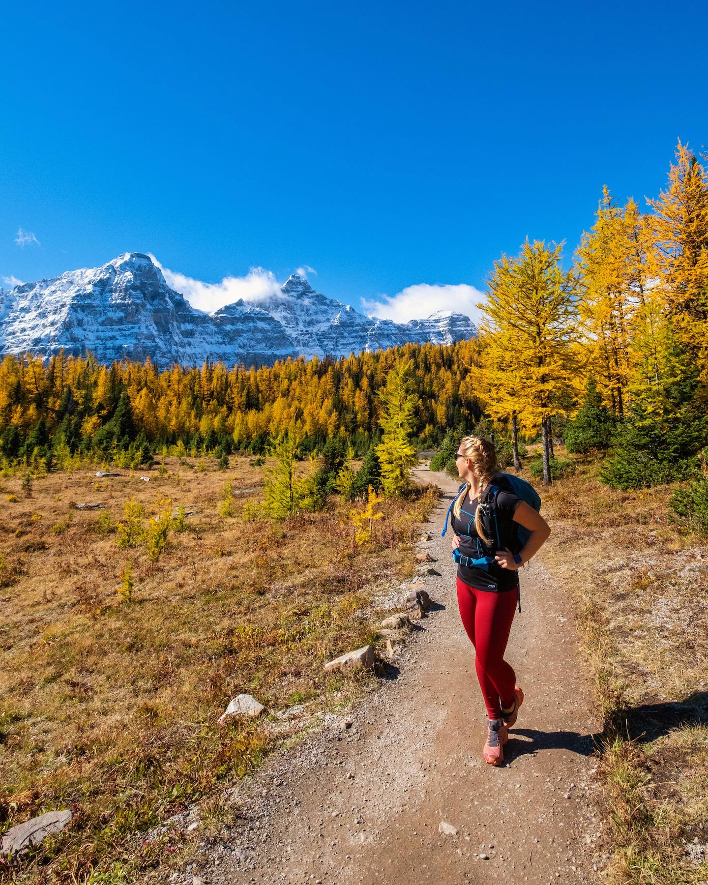 Hiking through Larch Valley in September